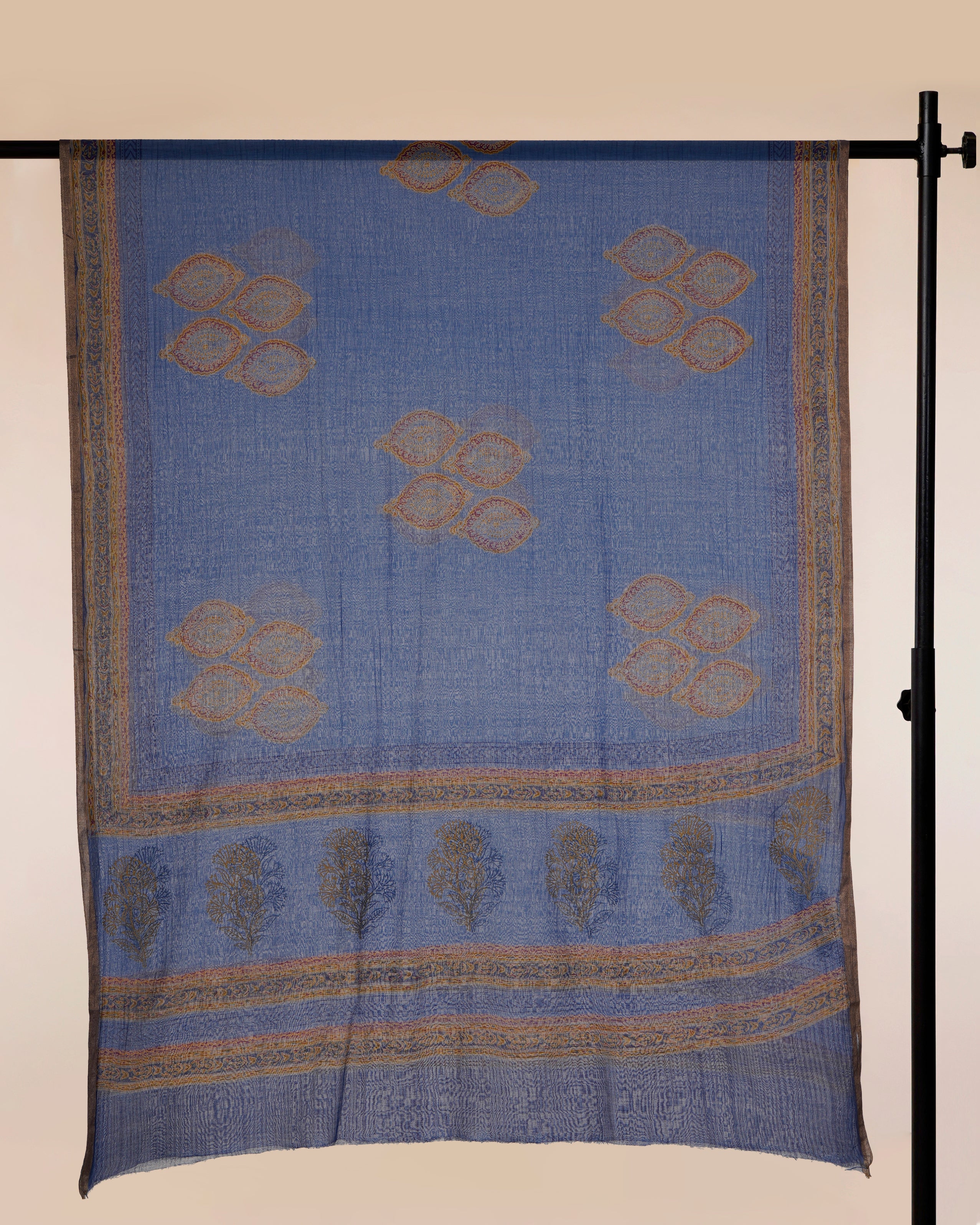 Blue Color Printed Chanderi Dupatta