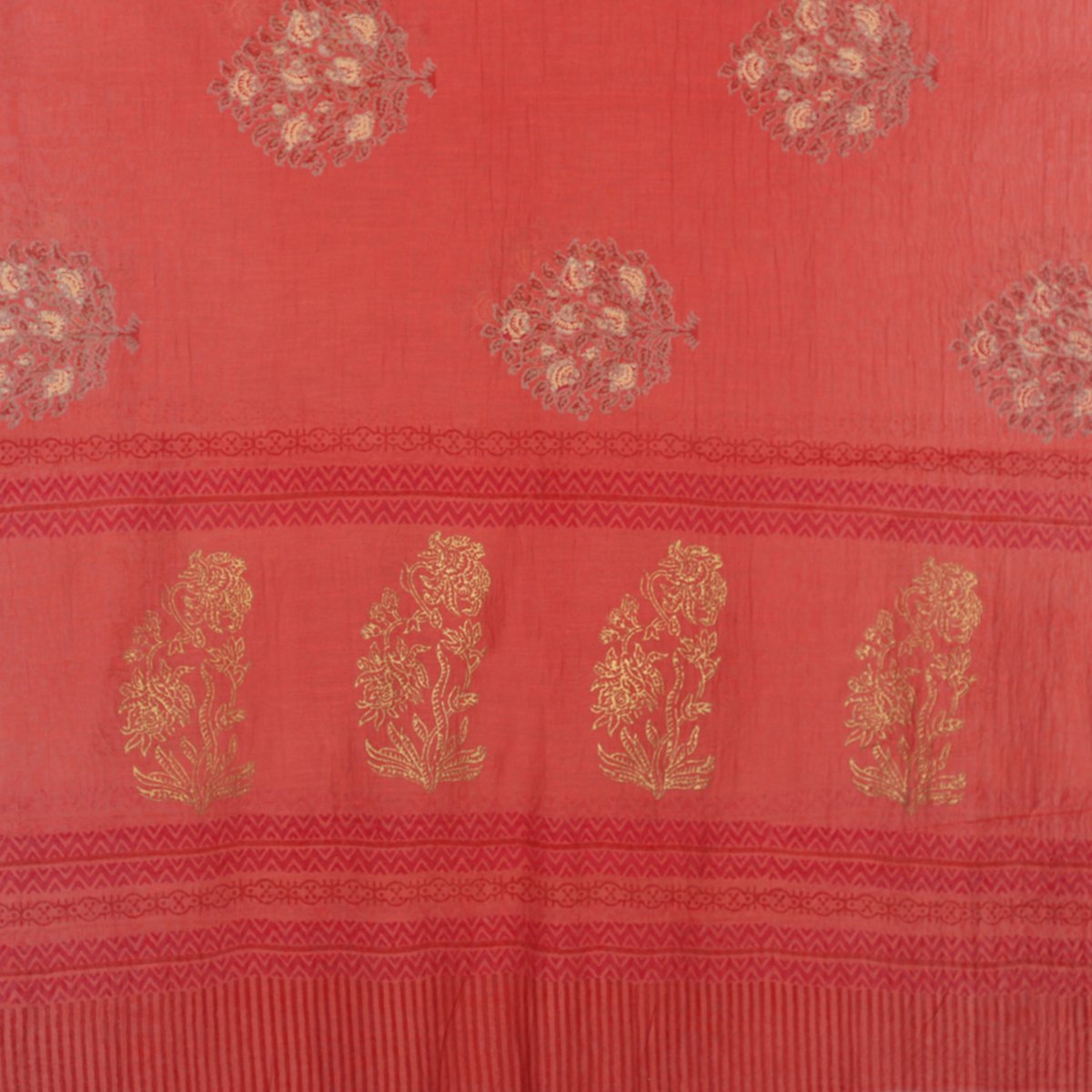 Rust Color Printed Pure Chanderi Dupatta