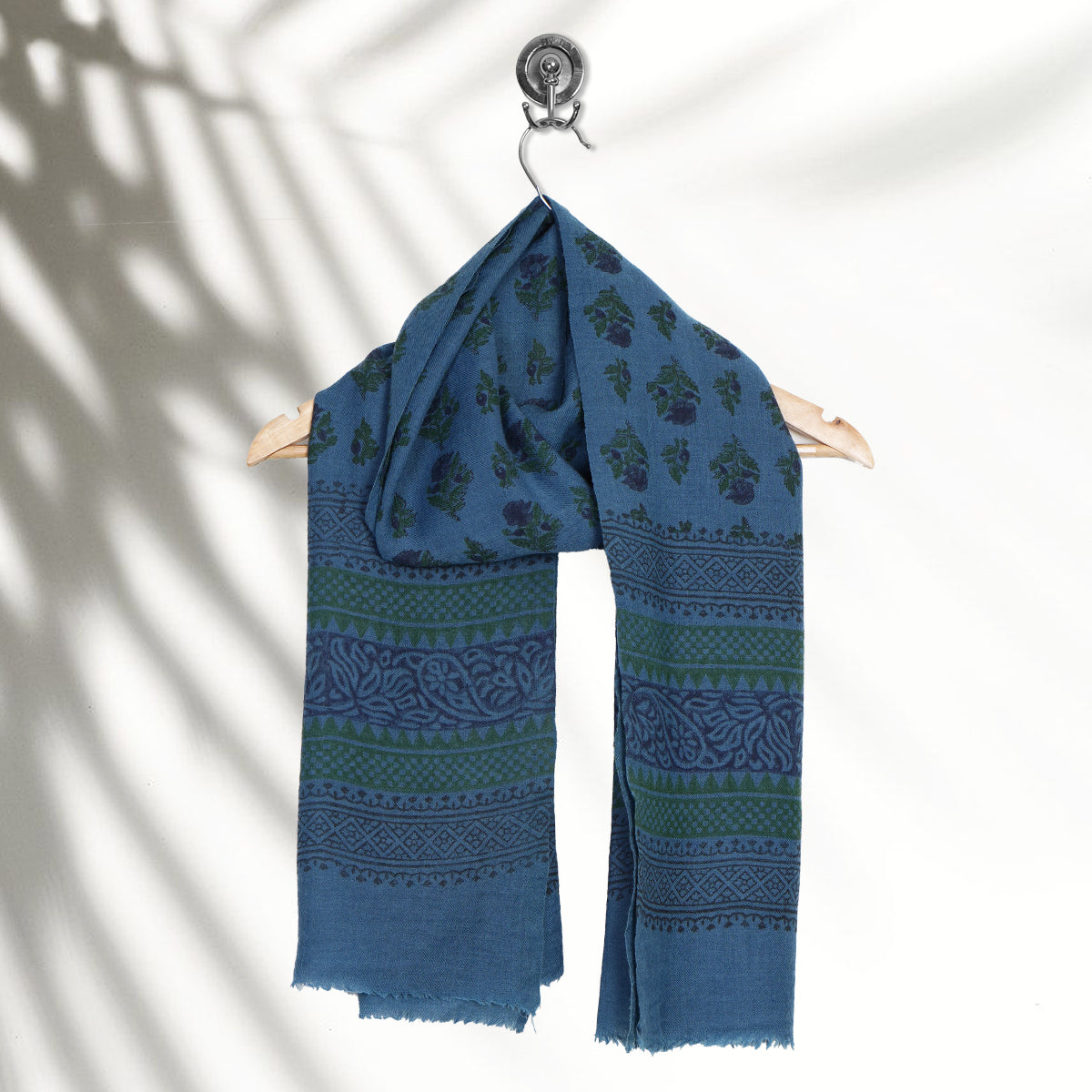 Dull Navy Blue Color Printed Woven Stole