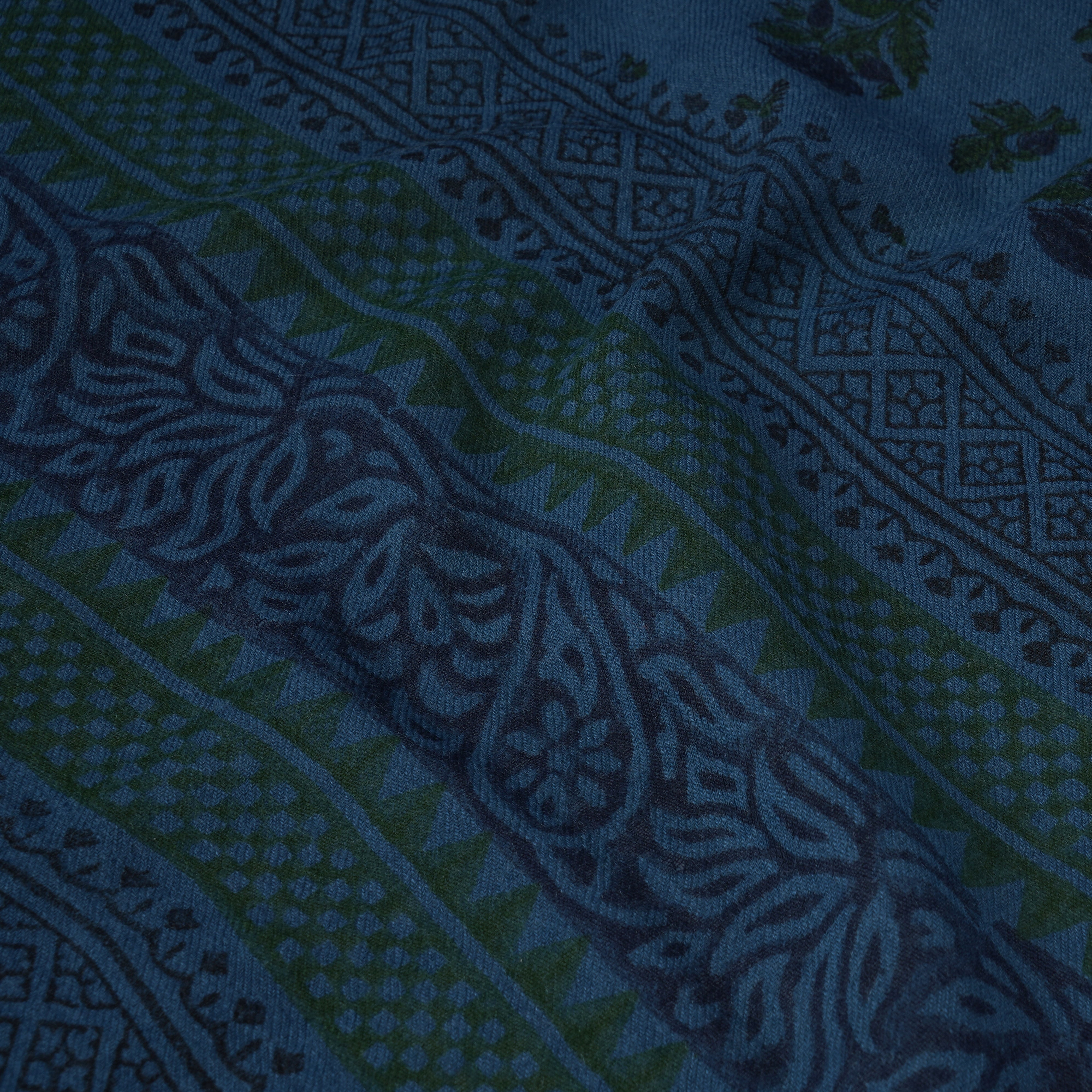 Dull Navy Blue Color Printed Woven Stole