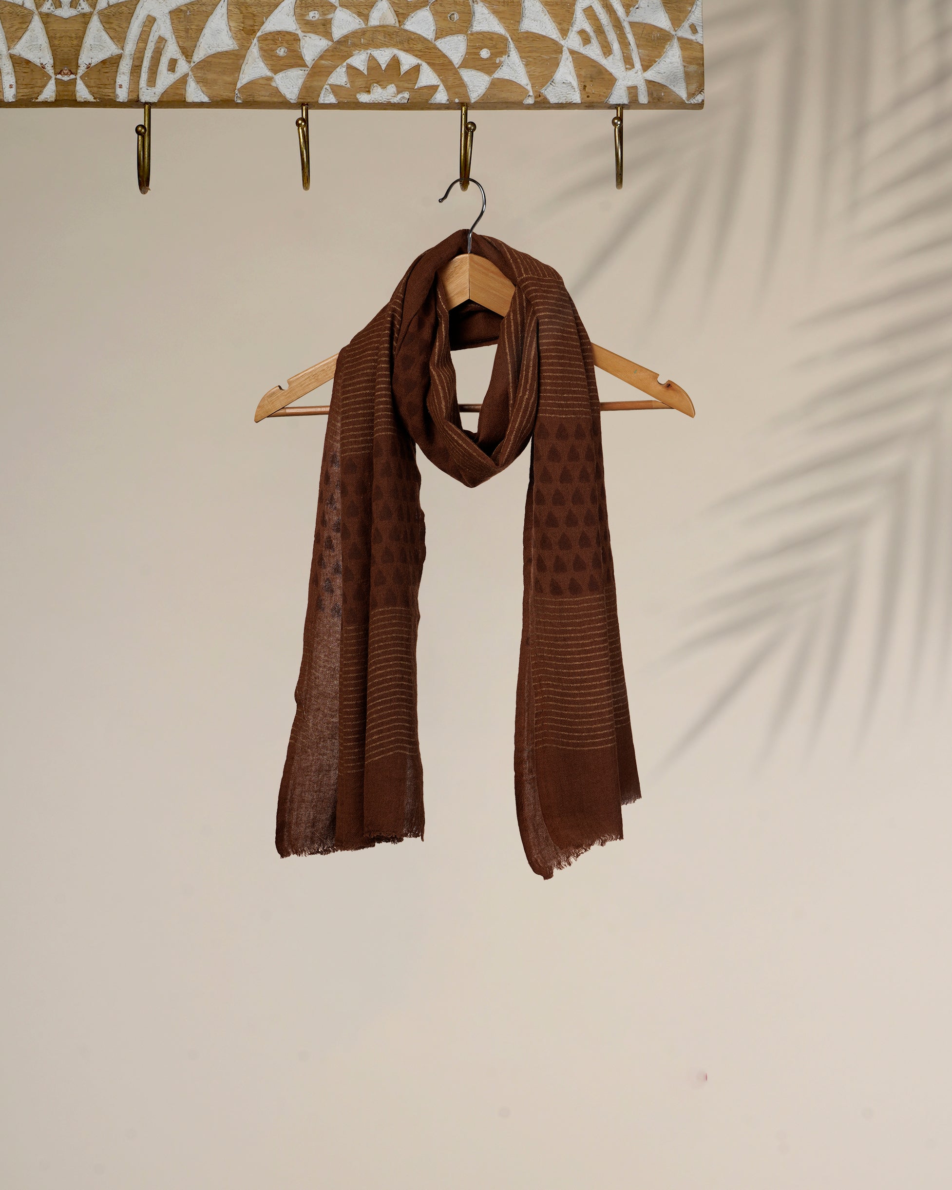 Brown Color Printed Woven Stole