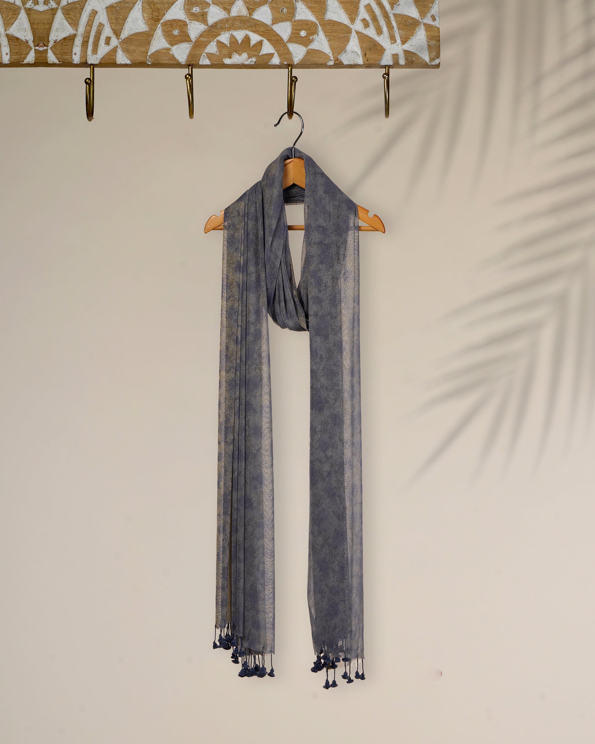 Multi Color Printed Net Lycra Stole with Tassels