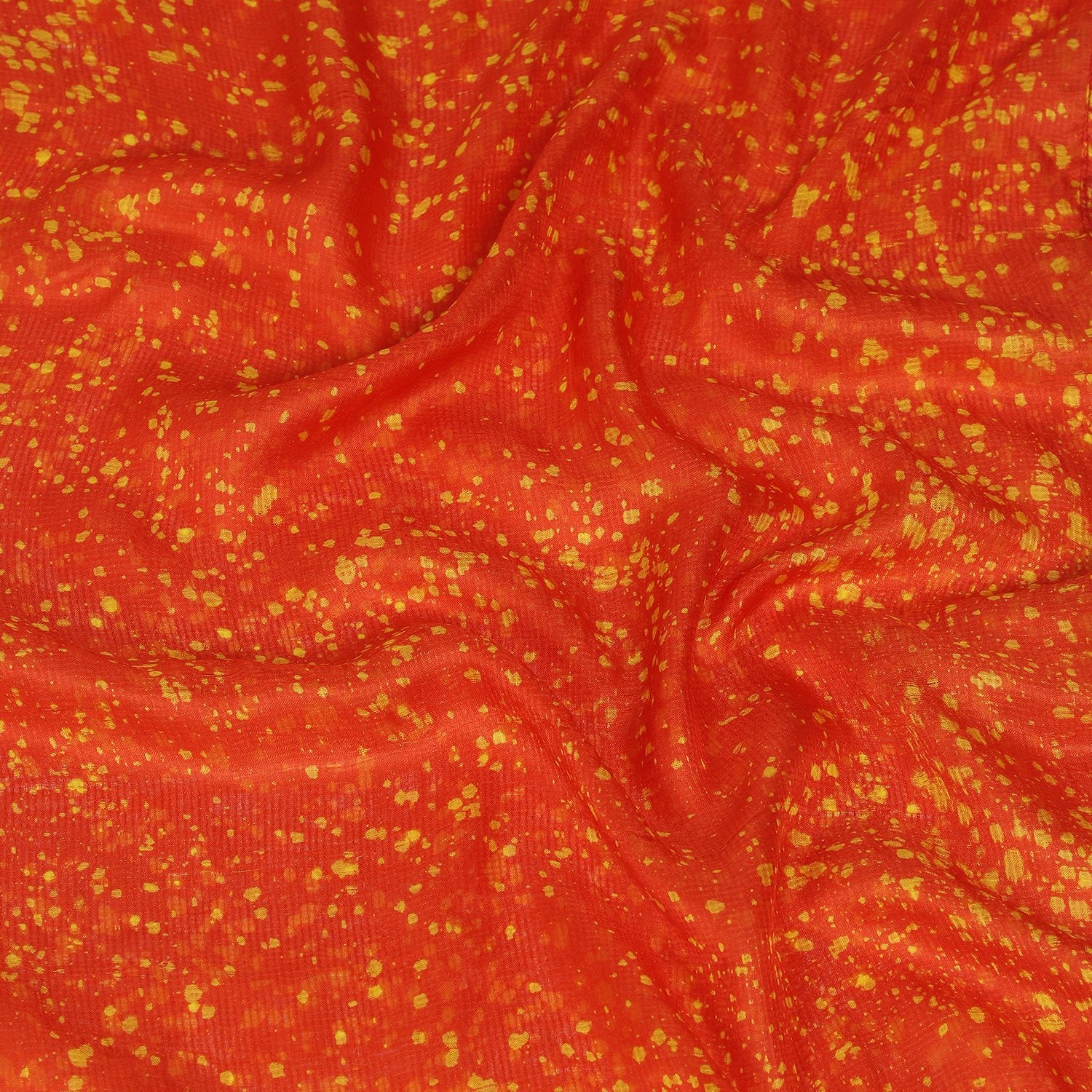 Orange Color Printed Kota Silk Stole with Tassels