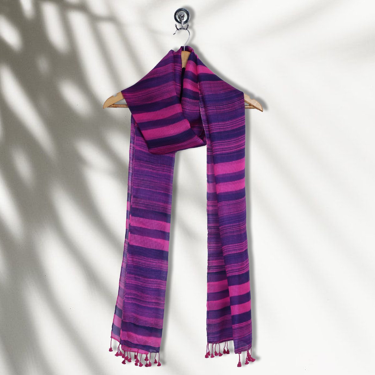 Multi Color Printed Kota Silk Stole with Tassels