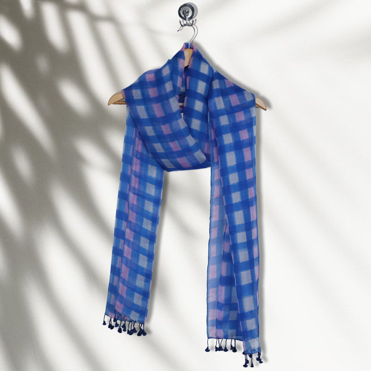 Multi Color Printed Kota Silk Stole with Tassels