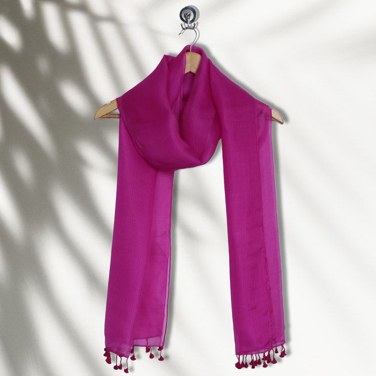 Pink Color Kota Silk Stole with Tassels