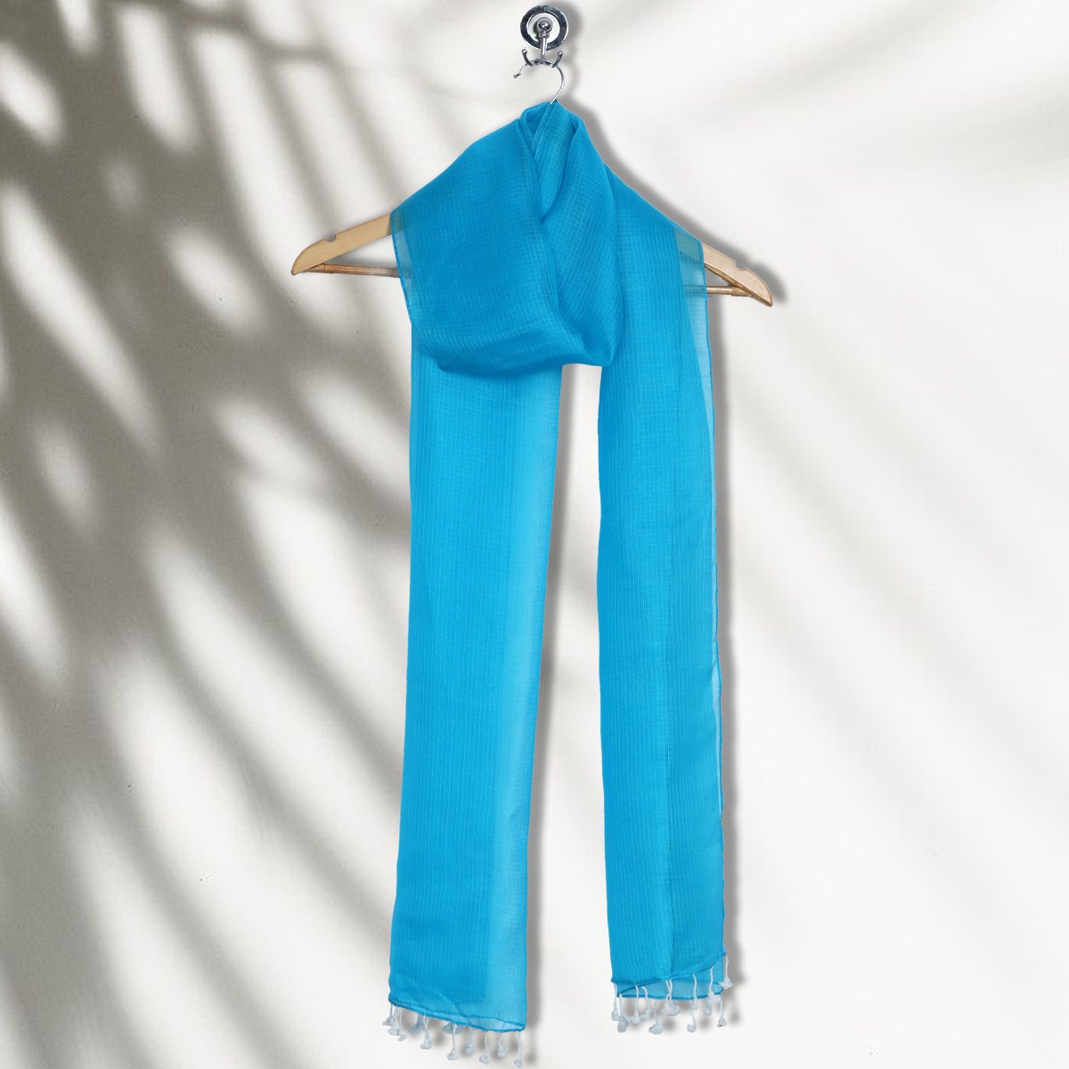 Blue Color Kota Silk Stole with Tassels
