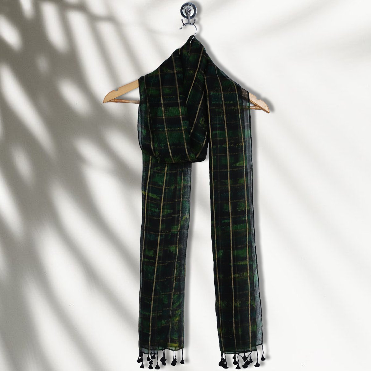 Multi Color Printed Kota Silk Stole with Tassels