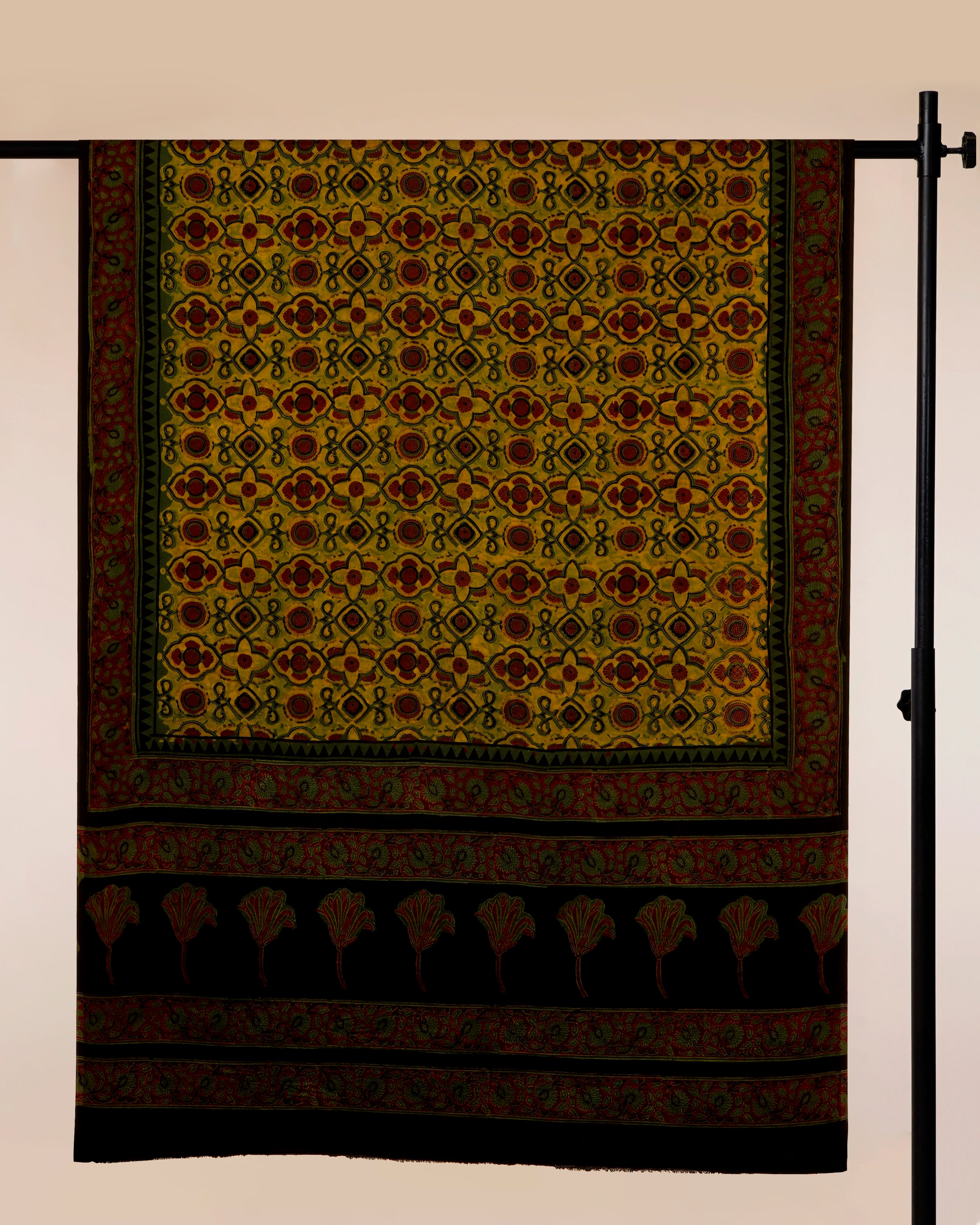 Multi Color Floral Pattern Natural Dye Hand Block Ajrak Print Modal Dupatta