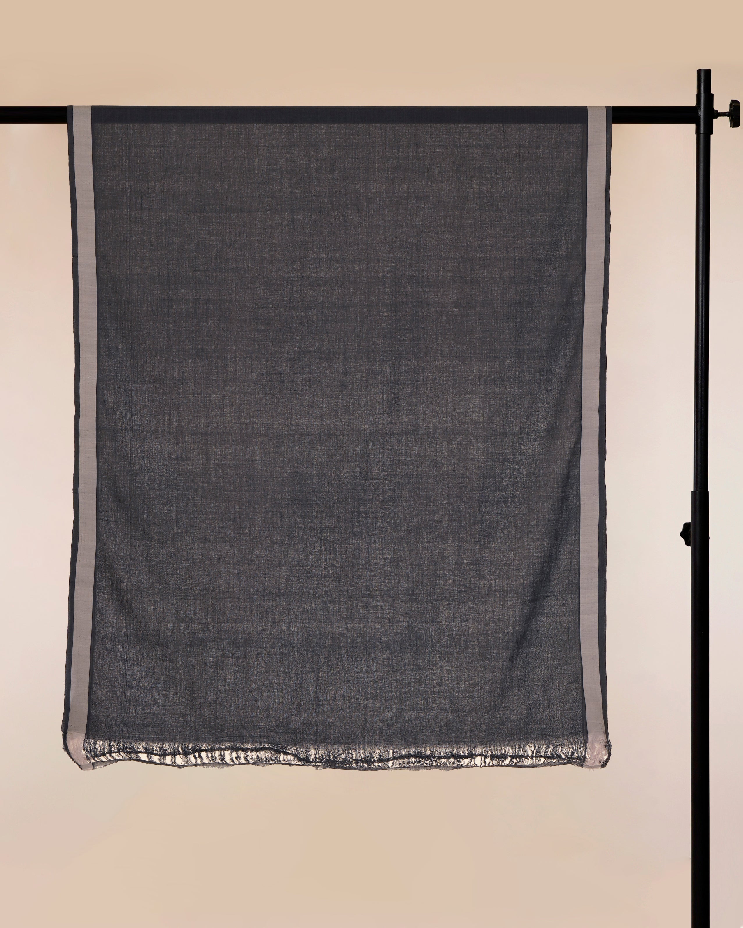 Dark Grey Color Handwoven Cotton Stole