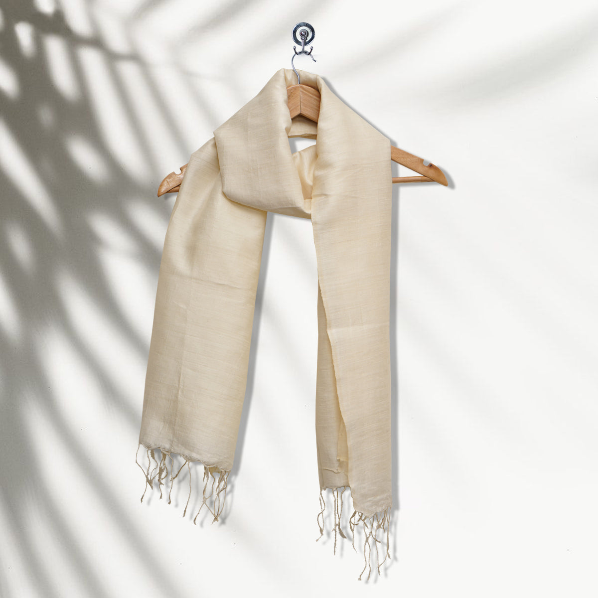 Cream Color Matka Silk Stole