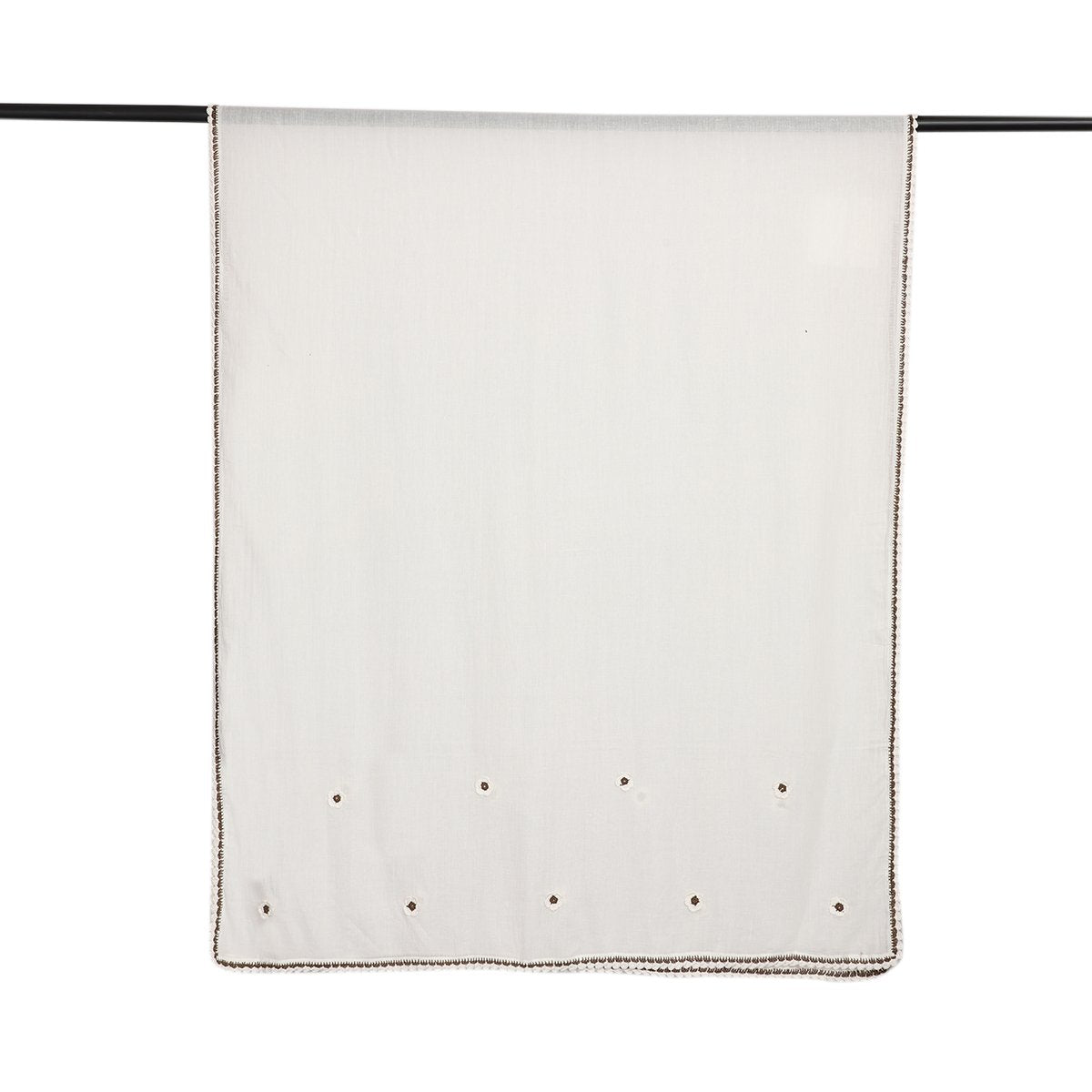 White-Brown Color Embroidered Pure Cotton Dupatta