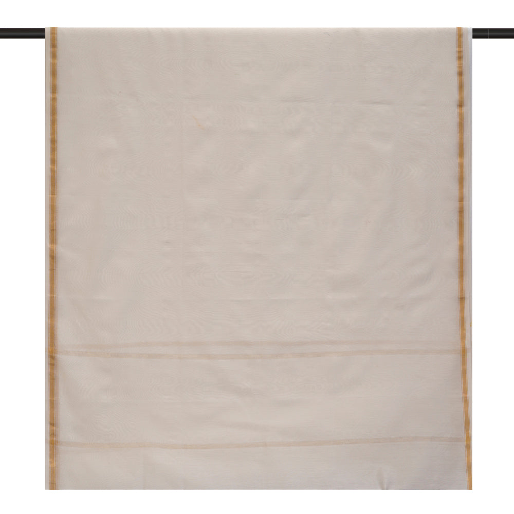 Off White Woven Pure Chanderi Dupatta with Zari Border