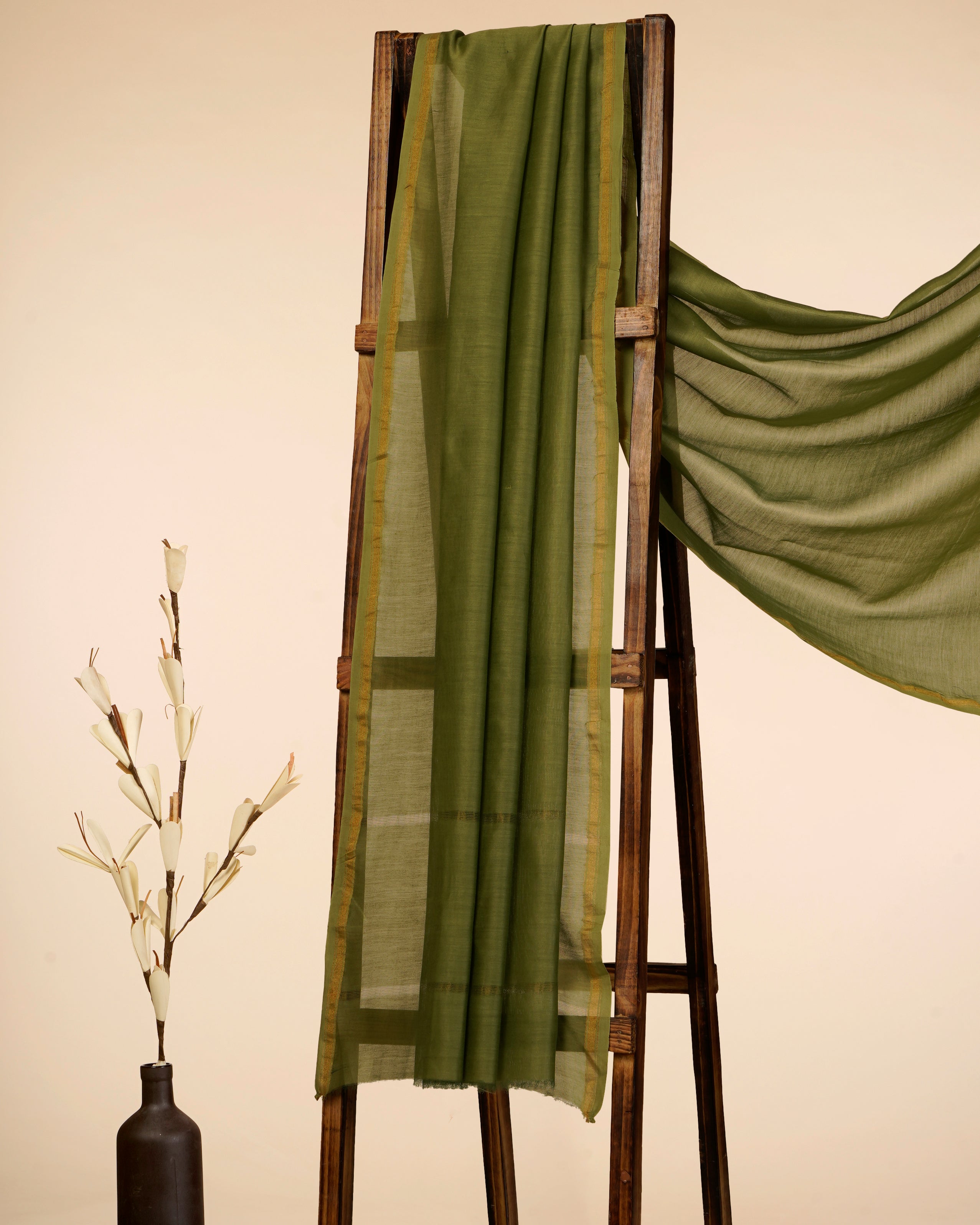 Green Color Pure Chanderi Dupatta