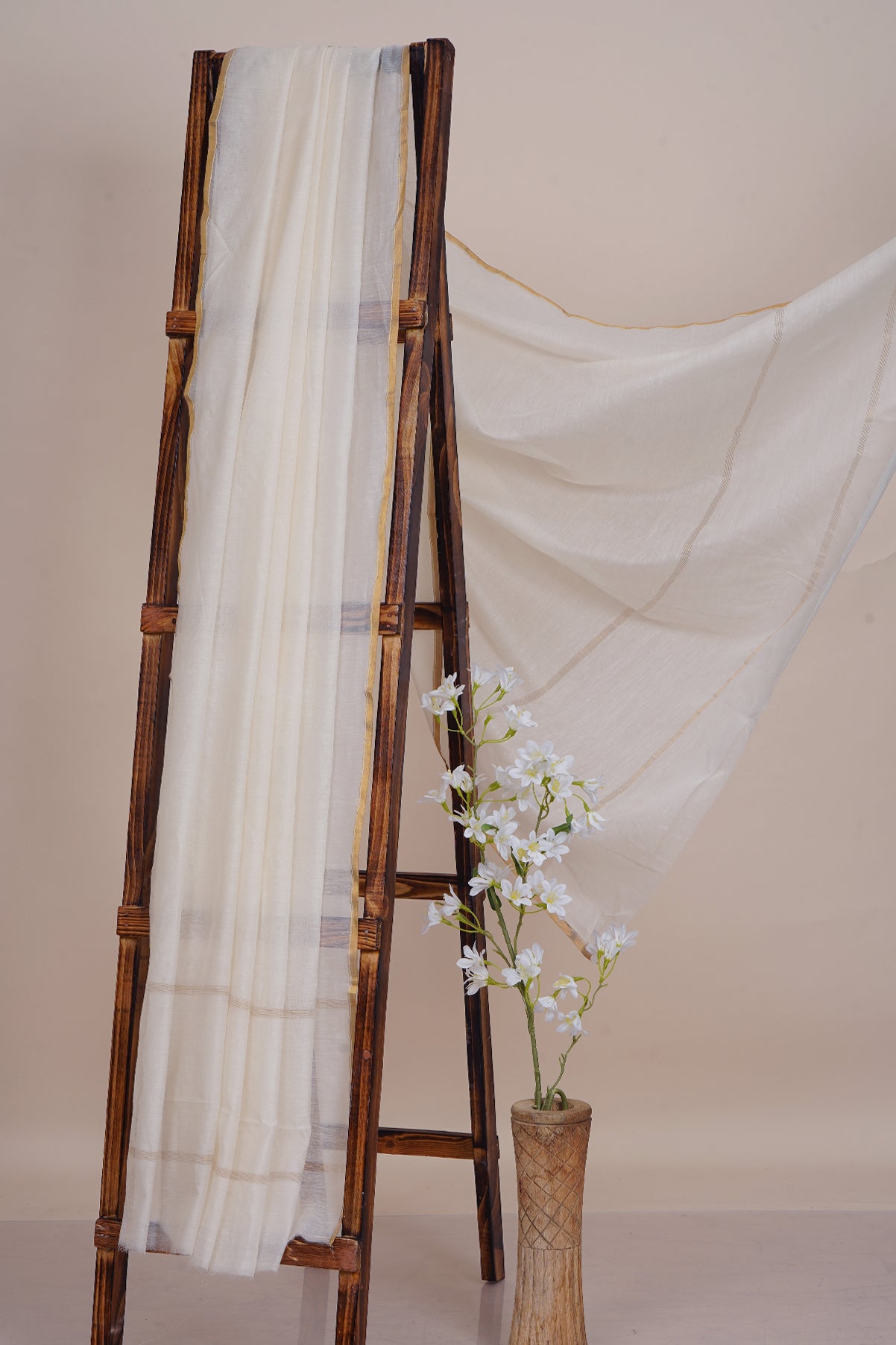 Off White Color Woven Chanderi Dupatta