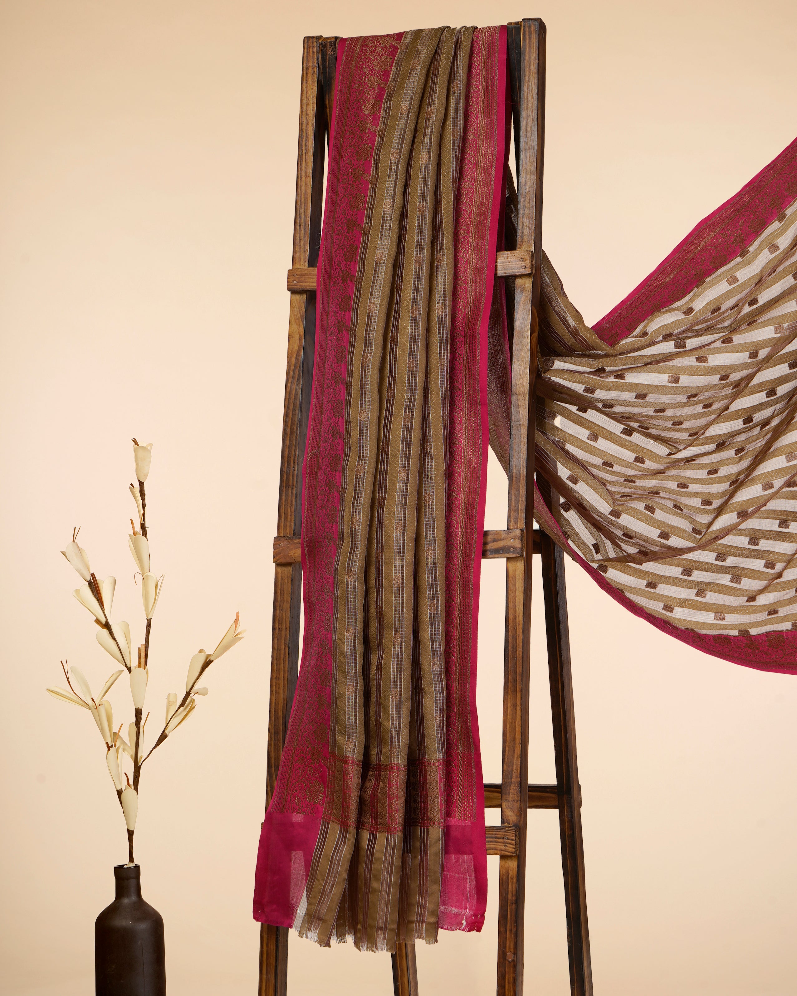 Multi Color Handwoven Brocade Pure Silk Dupatta