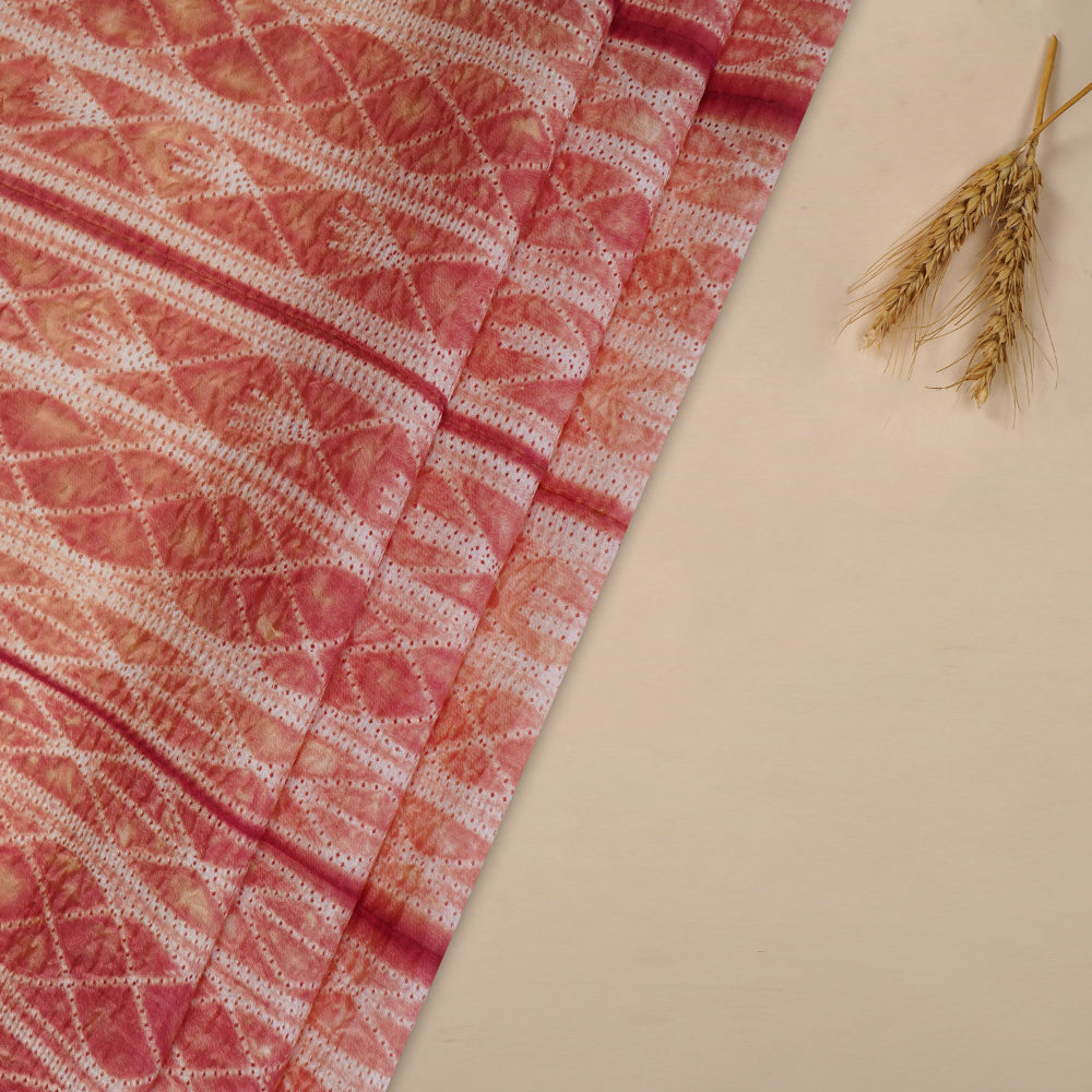 (Pre Cut 2.95 Mtr Piece) Light Salmon Pink Color Handcrafted Shibori Mulberry Silk Fabric