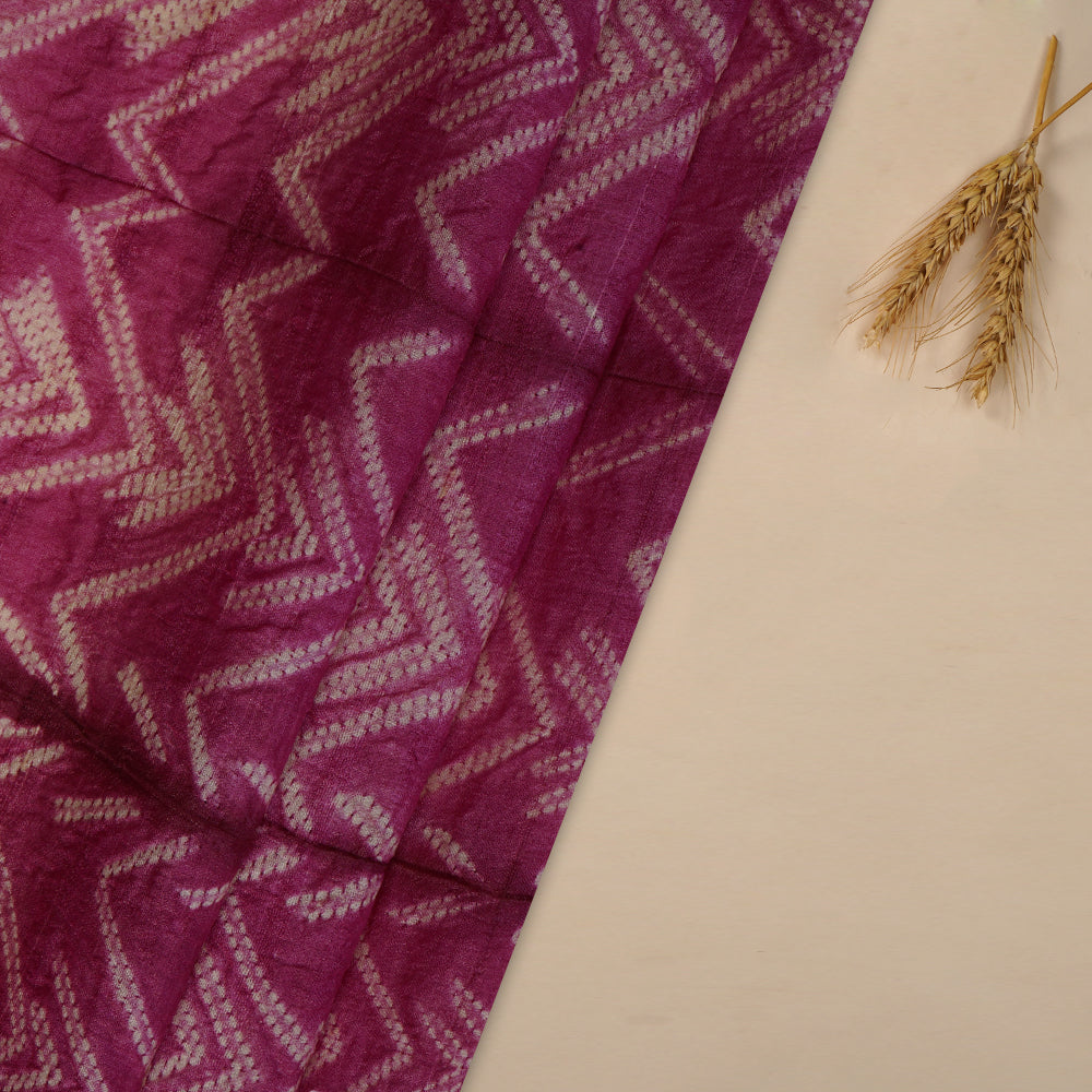 (Pre Cut 2.75 Mtr Piece) Mulberry Color Handcrafted Shibori Tussar Silk