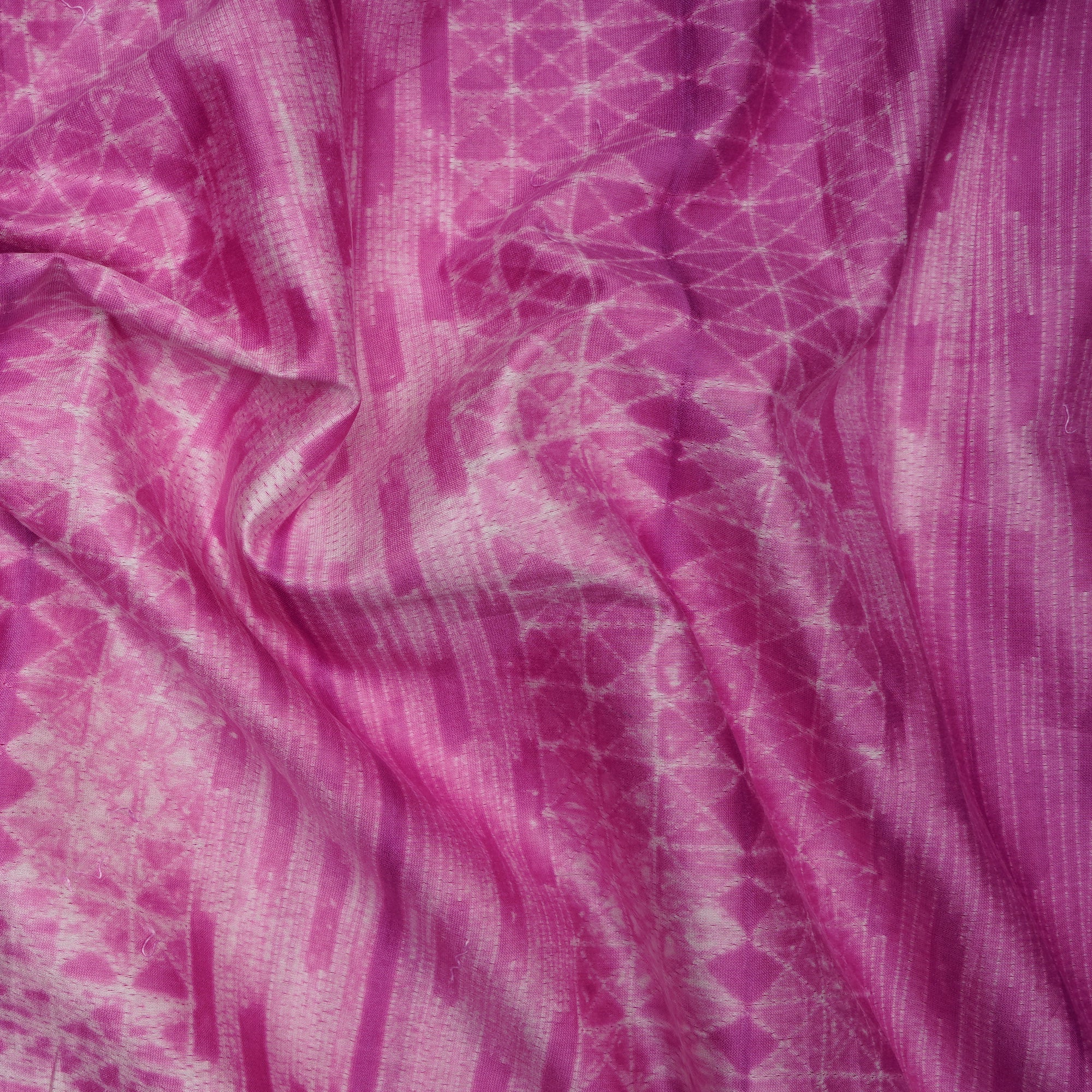 (Pre-Cut 2.25 Mtr) Pink Handcrafted Shibori Pure Chanderi Fabric