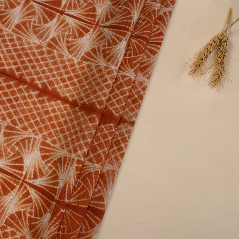(Pre Cut 2.80 Mtr Piece) Brown Color Handcrafted Shibori Cotton Fabric