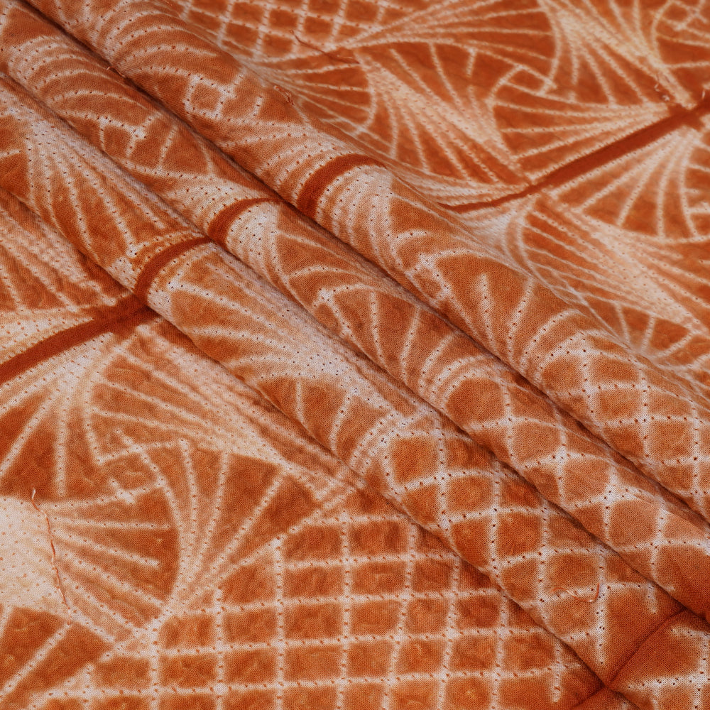 (Pre Cut 2.80 Mtr Piece) Brown Color Handcrafted Shibori Cotton Fabric