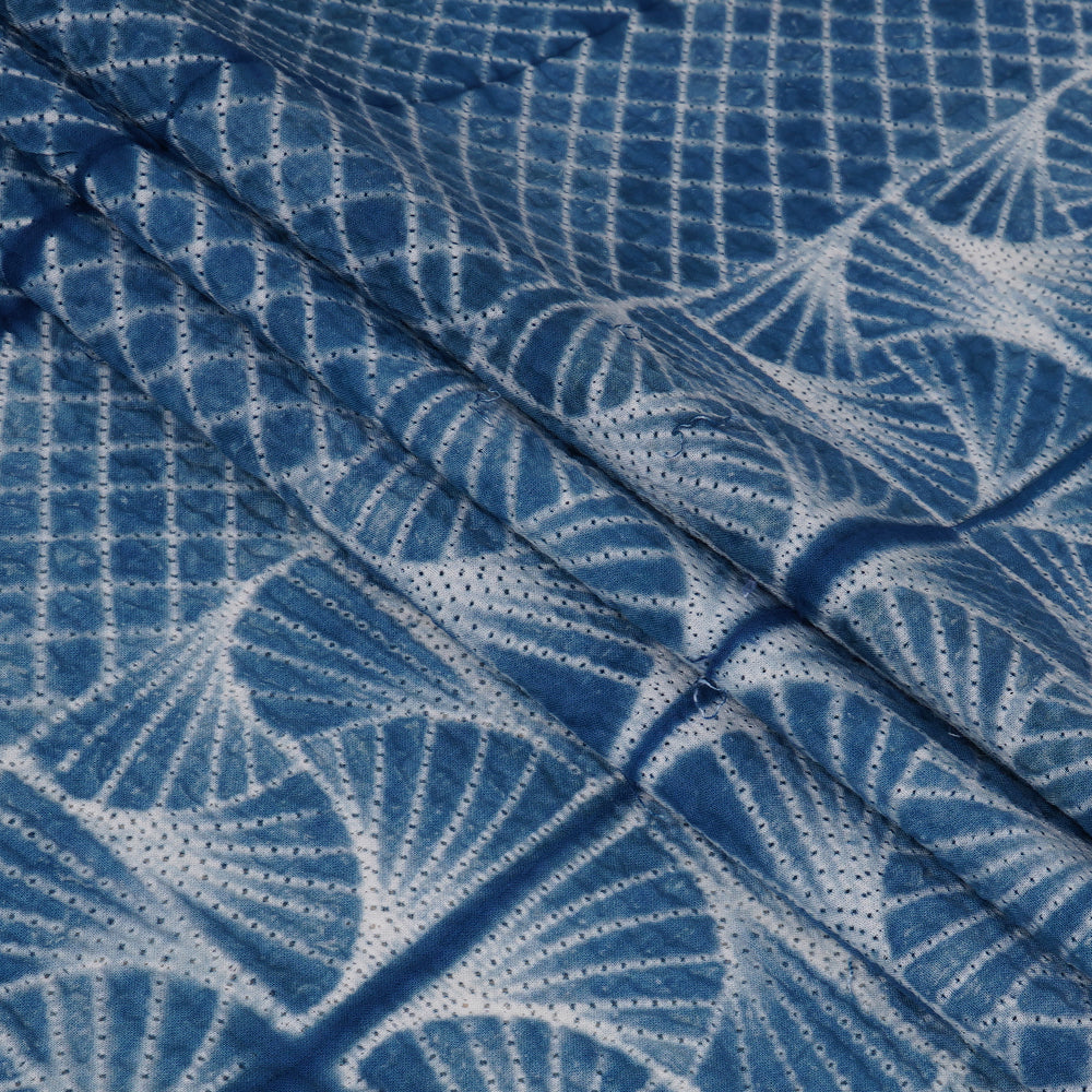 (Pre Cut 2.80 Mtr Piece) Dull Blue Color Handcrafted Shibori Cotton Fabric
