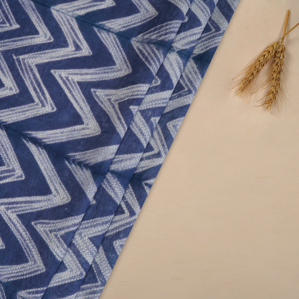 (Pre Cut 2.80 Mtr Piece) Dark Blue Color Handcrafted Shibori Cotton Fabric