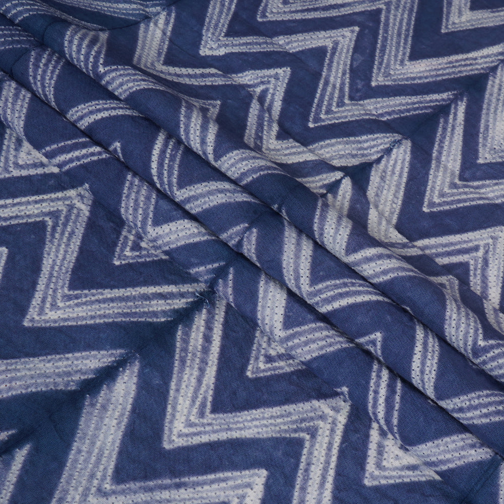 (Pre Cut 2.80 Mtr Piece) Dark Blue Color Handcrafted Shibori Cotton Fabric