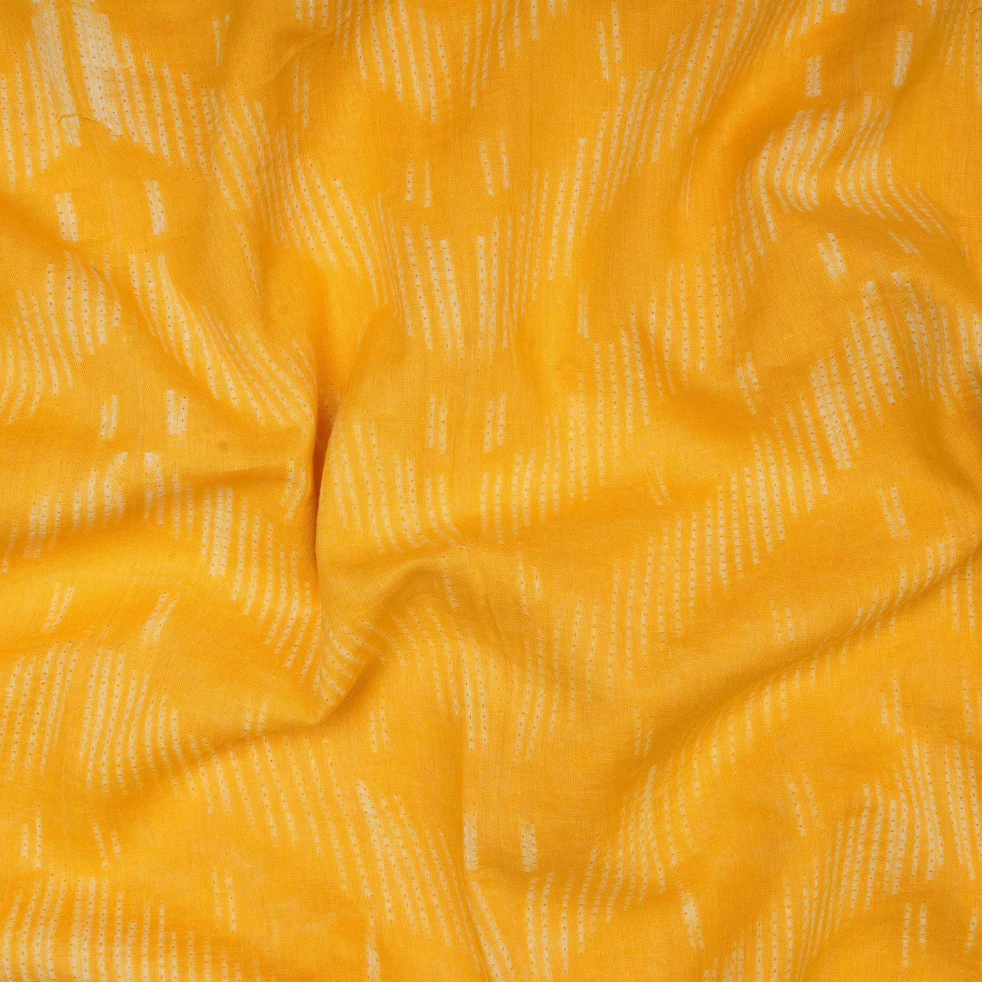 (Pre-Cut 2.80 Mtr) Yellow Handcrafted Shibori Pure Cotton Fabric