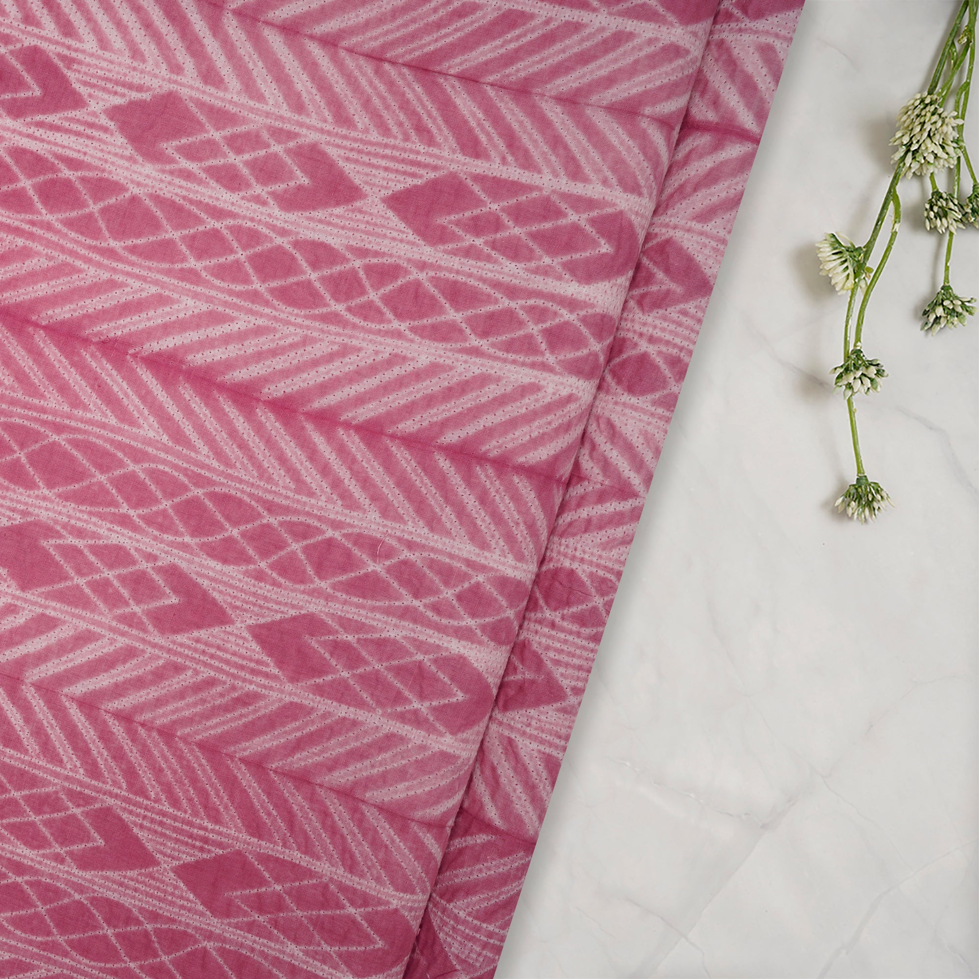 (Pre-Cut 2.80 Mtr) Ballet Slipper Handcrafted Shibori Pure Cotton Fabric