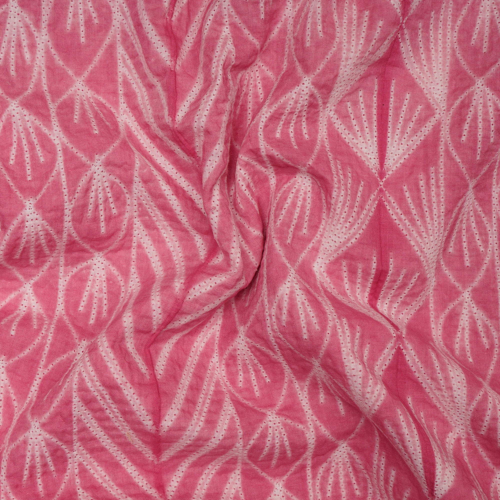 (Pre-Cut 2.80 Mtr) Rose Handcrafted Shibori Pure Cotton Fabric