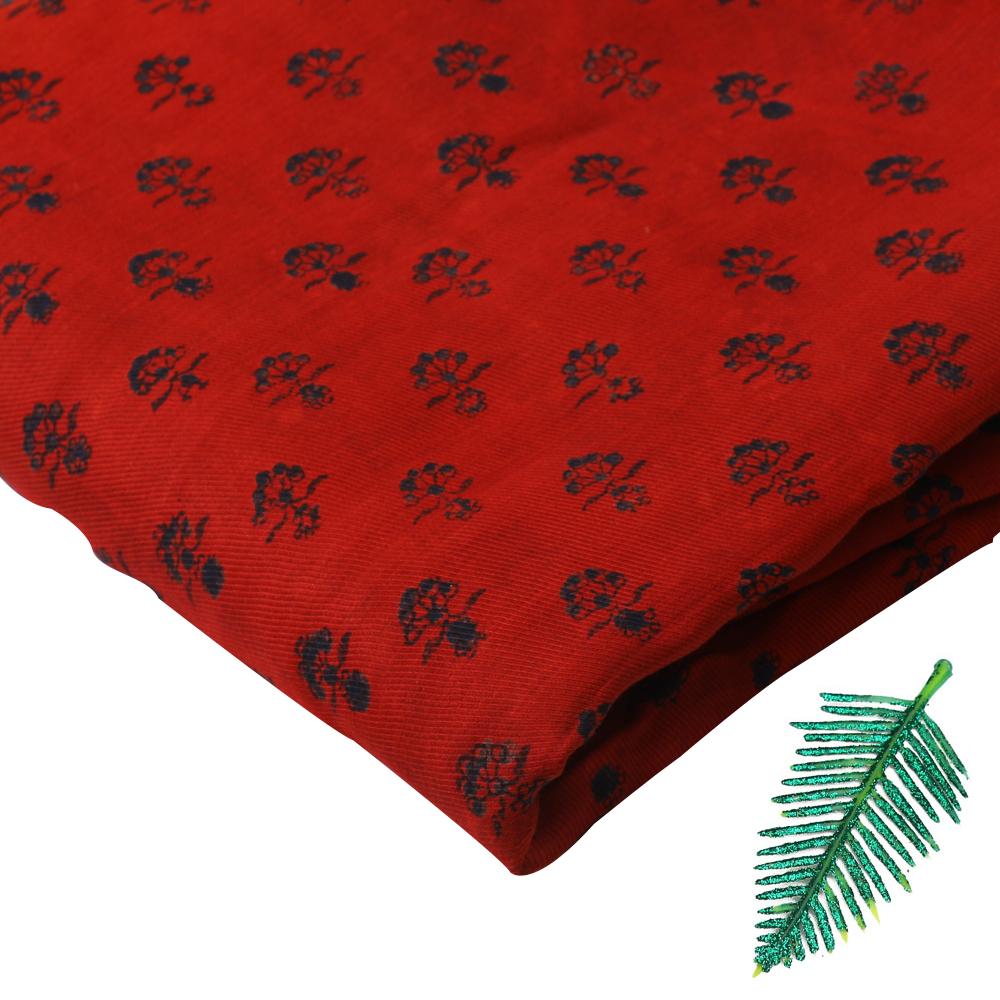 (Pre Cut 3 Mtr Piece) Dark Red Color Handcrafted Ajrak Printed Modal Satin Dobby Fabric