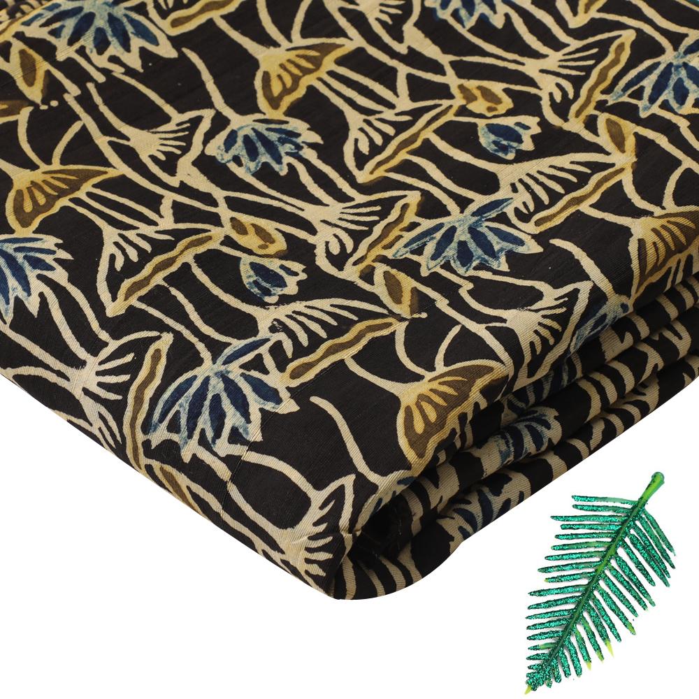(Pre Cut 3 Mtr Piece) Dark Brown Color Handcrafted Ajrak Printed Modal Satin Dobby Fabric
