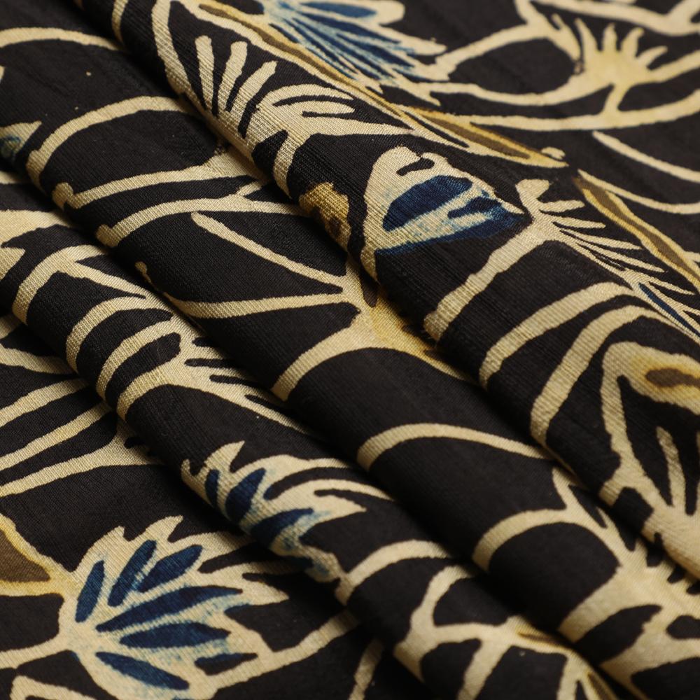 (Pre Cut 3 Mtr Piece) Dark Brown Color Handcrafted Ajrak Printed Modal Satin Dobby Fabric