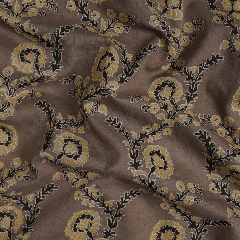 (Pre-Cut Approx 2.5 Mtr) Sandrift-Yellow Color Handcrafted Ajrak Printed Pure Cotton Fabric