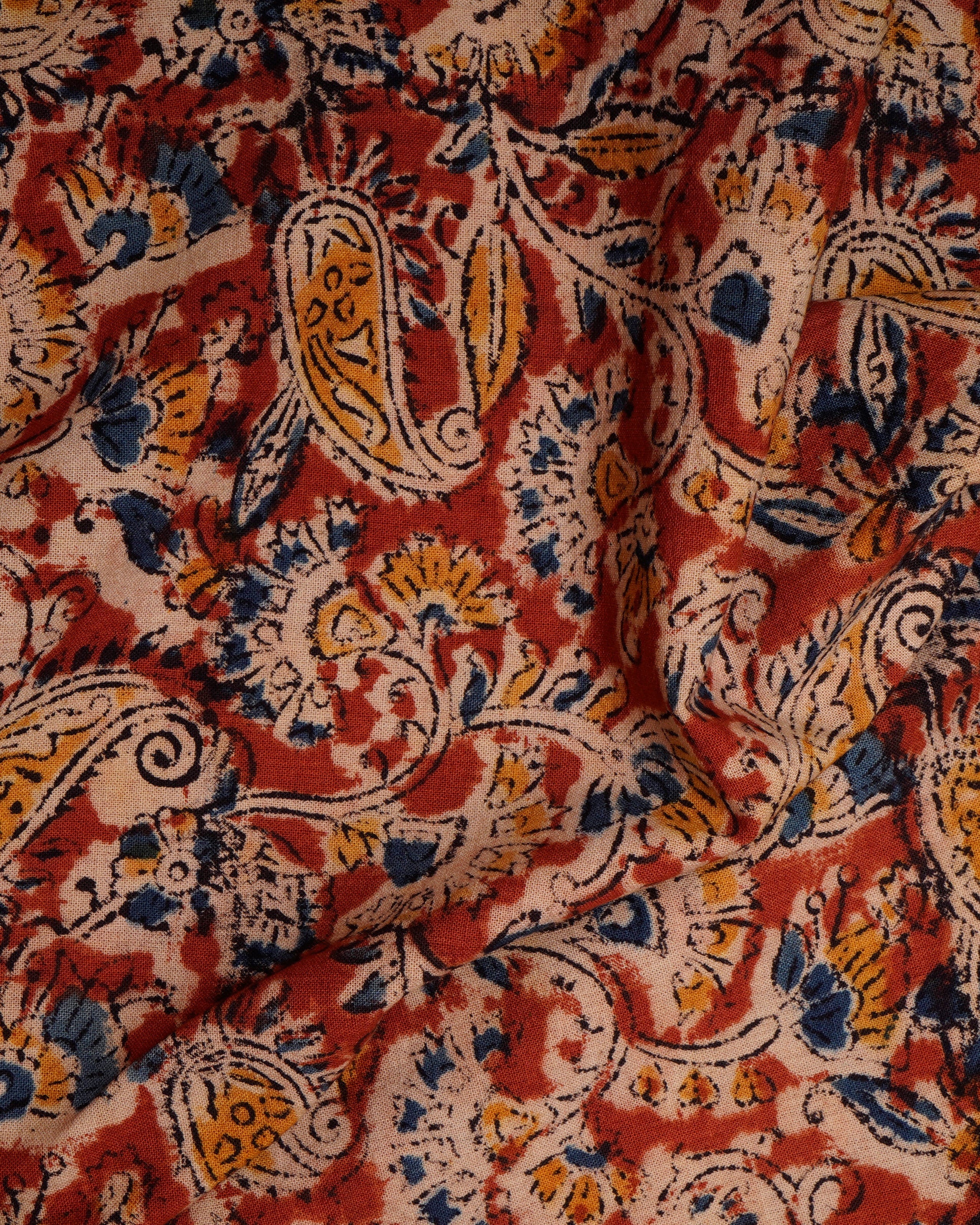 Carrot Pink Printed Pure Cotton Unstitched Suit Set