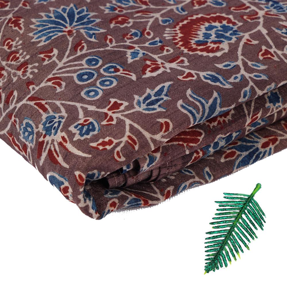 (Pre Cut 3 Mtr Piece) Penny Brown Color Handcrafted Ajrak Printed Modal Dobby Fabric