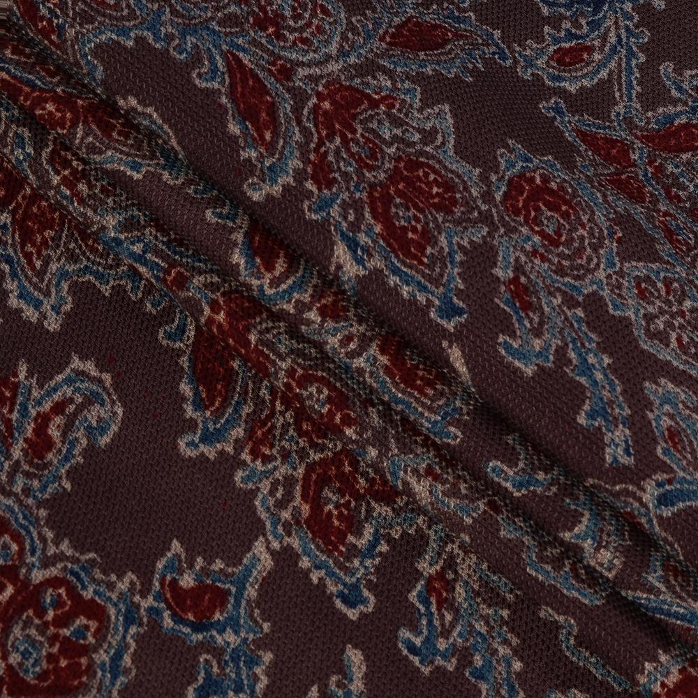 (Pre Cut 3 Mtr Piece) Penny Brown Color Handcrafted Ajrak Printed Modal Dobby Fabric
