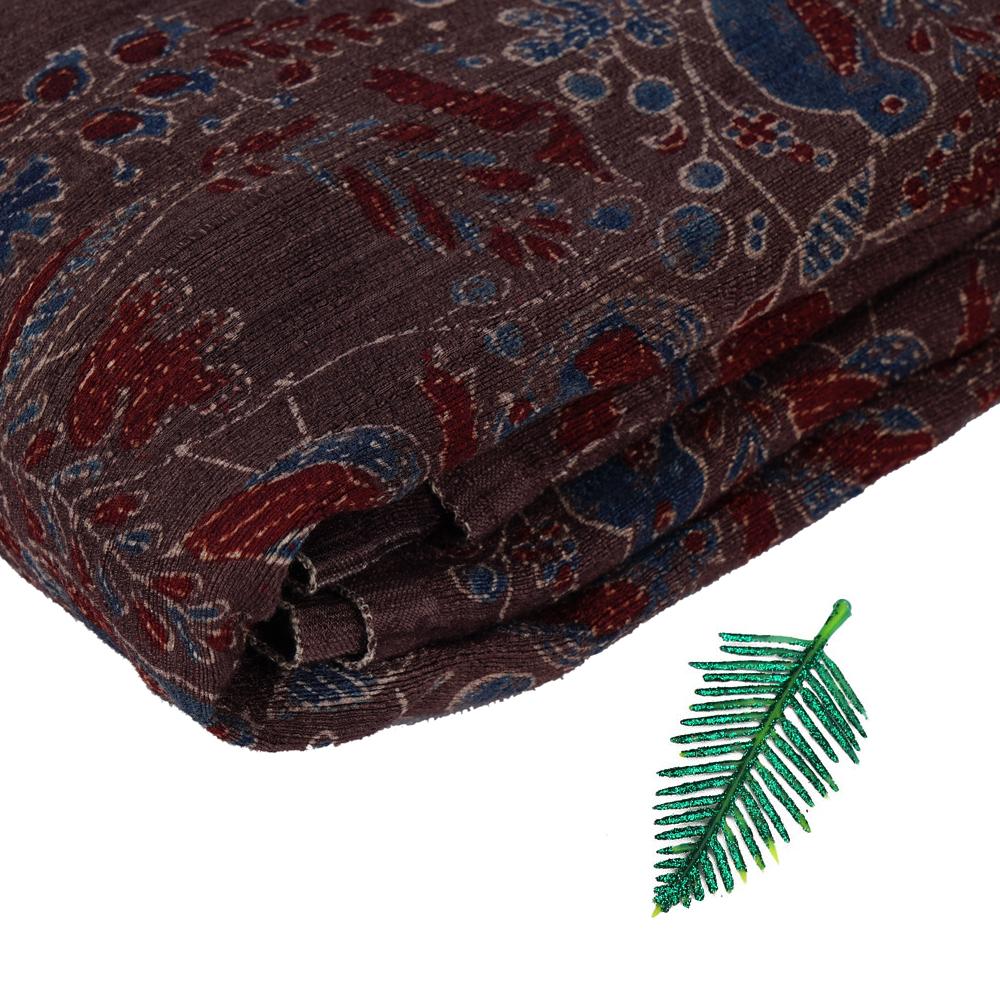 (Pre Cut 3 Mtr Piece) Brown Color Handcrafted Ajrak Printed Modal Dobby Fabric