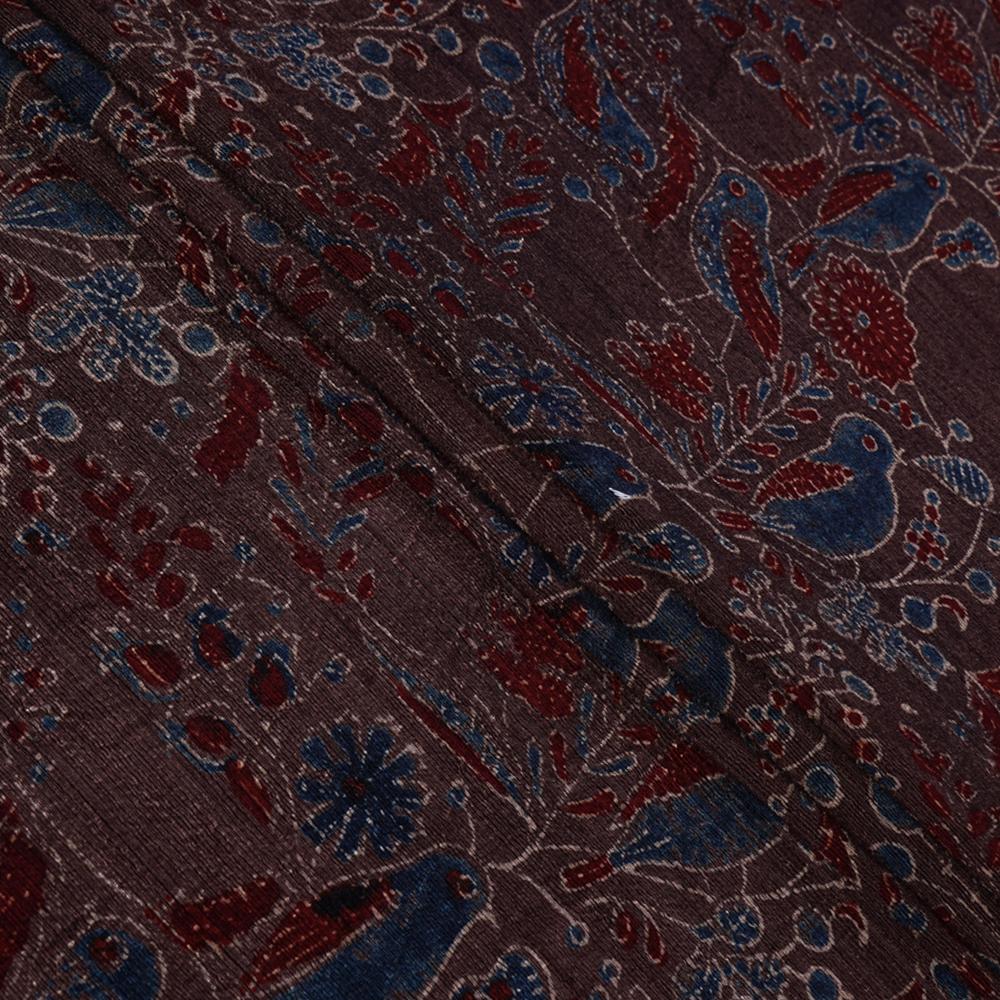 (Pre Cut 3 Mtr Piece) Brown Color Handcrafted Ajrak Printed Modal Dobby Fabric