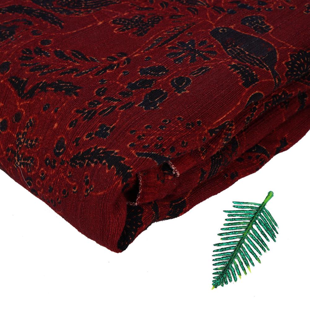 (Pre Cut 3 Mtr Piece) Maroon Color Handcrafted Ajrak Printed Modal Dobby Fabric