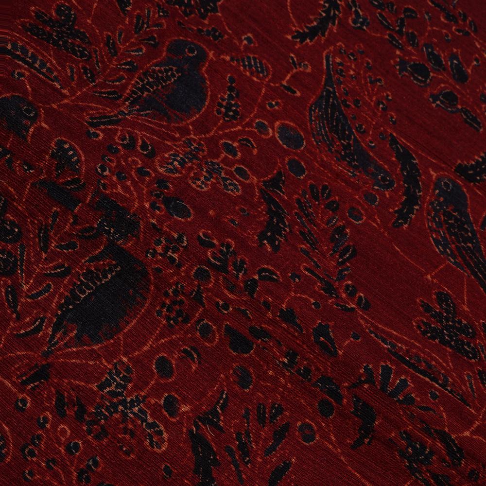 (Pre Cut 3 Mtr Piece) Maroon Color Handcrafted Ajrak Printed Modal Dobby Fabric