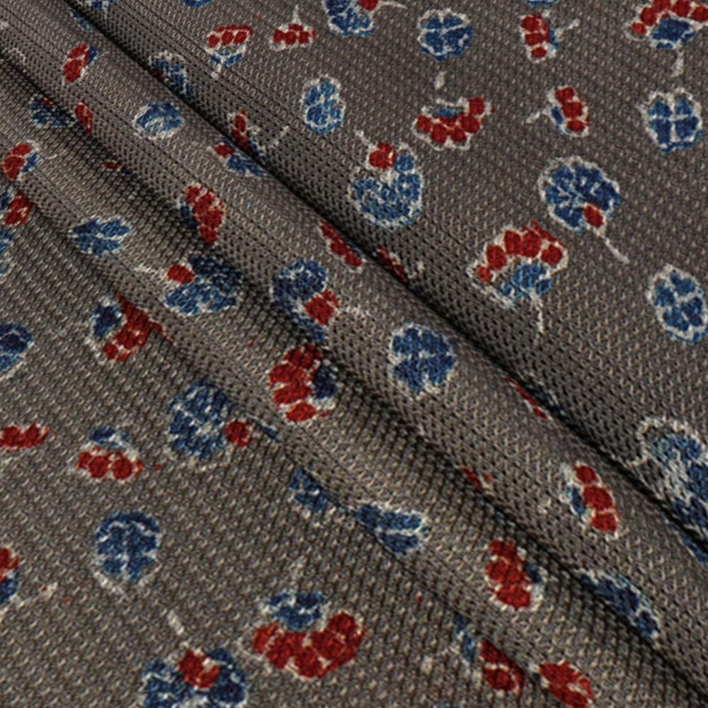 (Pre Cut 3 Mtr Piece) Warm Grey Color Handcrafted Ajrak Printed Modal Dobby Fabric