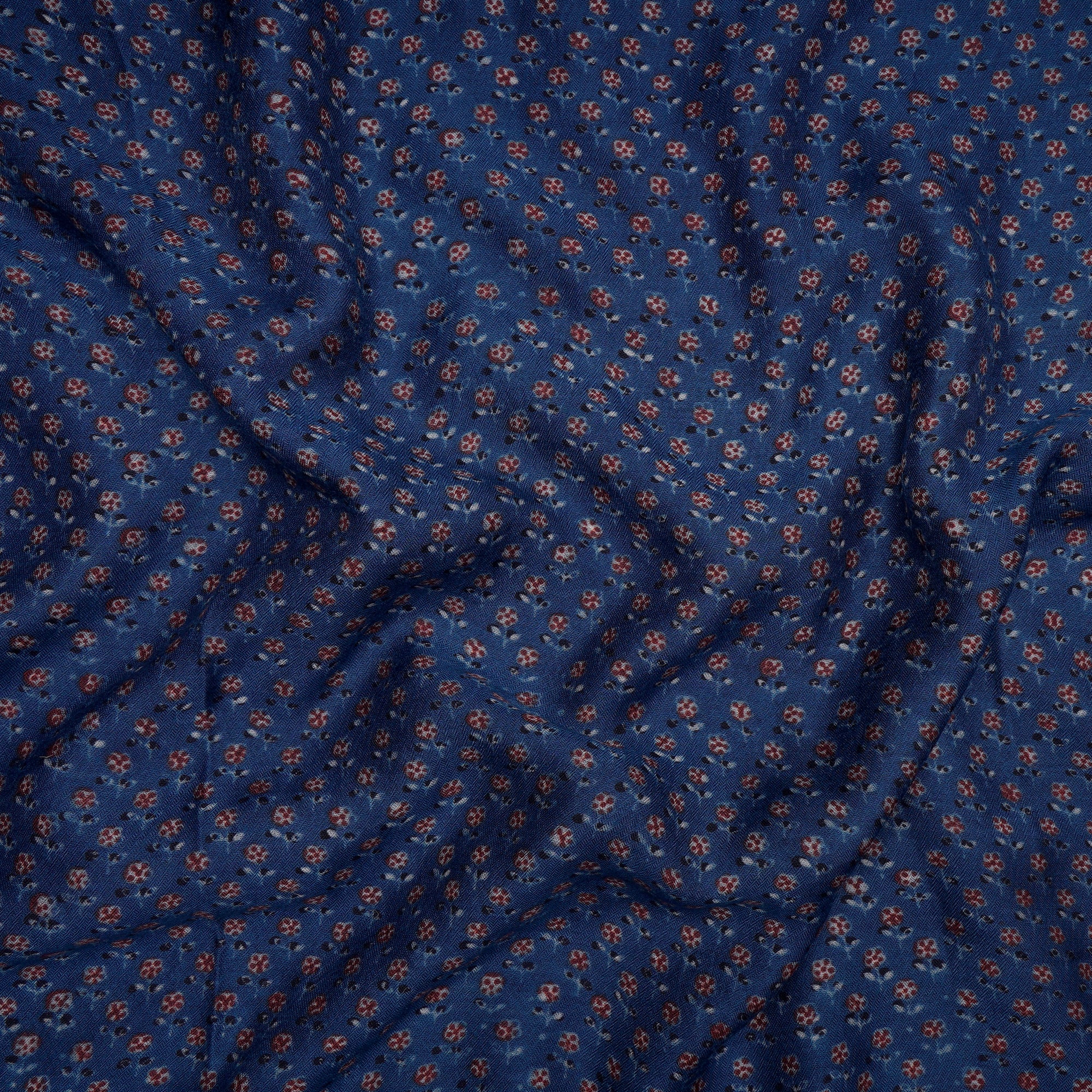 (Pre Cut 3 Mtr Piece) Blue Color Handcrafted Ajrak Printed Modal Dobby Fabric