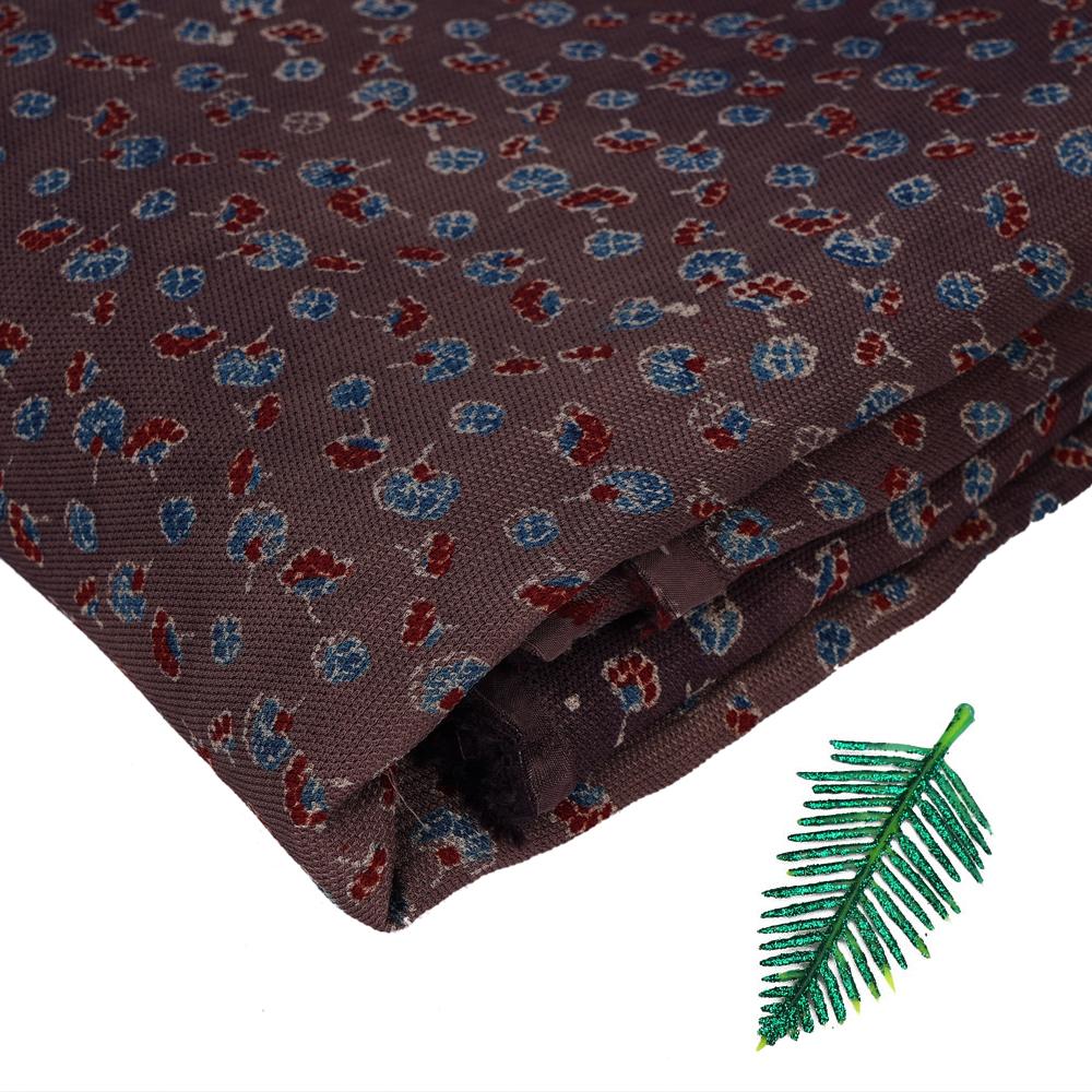(Pre Cut 3 Mtr Piece) Penny Brown Color Handcrafted Ajrak Printed Modal Dobby Fabric
