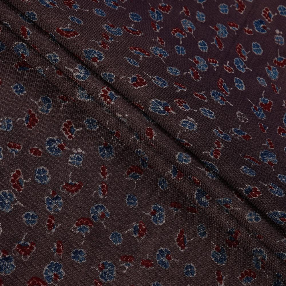 (Pre Cut 3 Mtr Piece) Penny Brown Color Handcrafted Ajrak Printed Modal Dobby Fabric