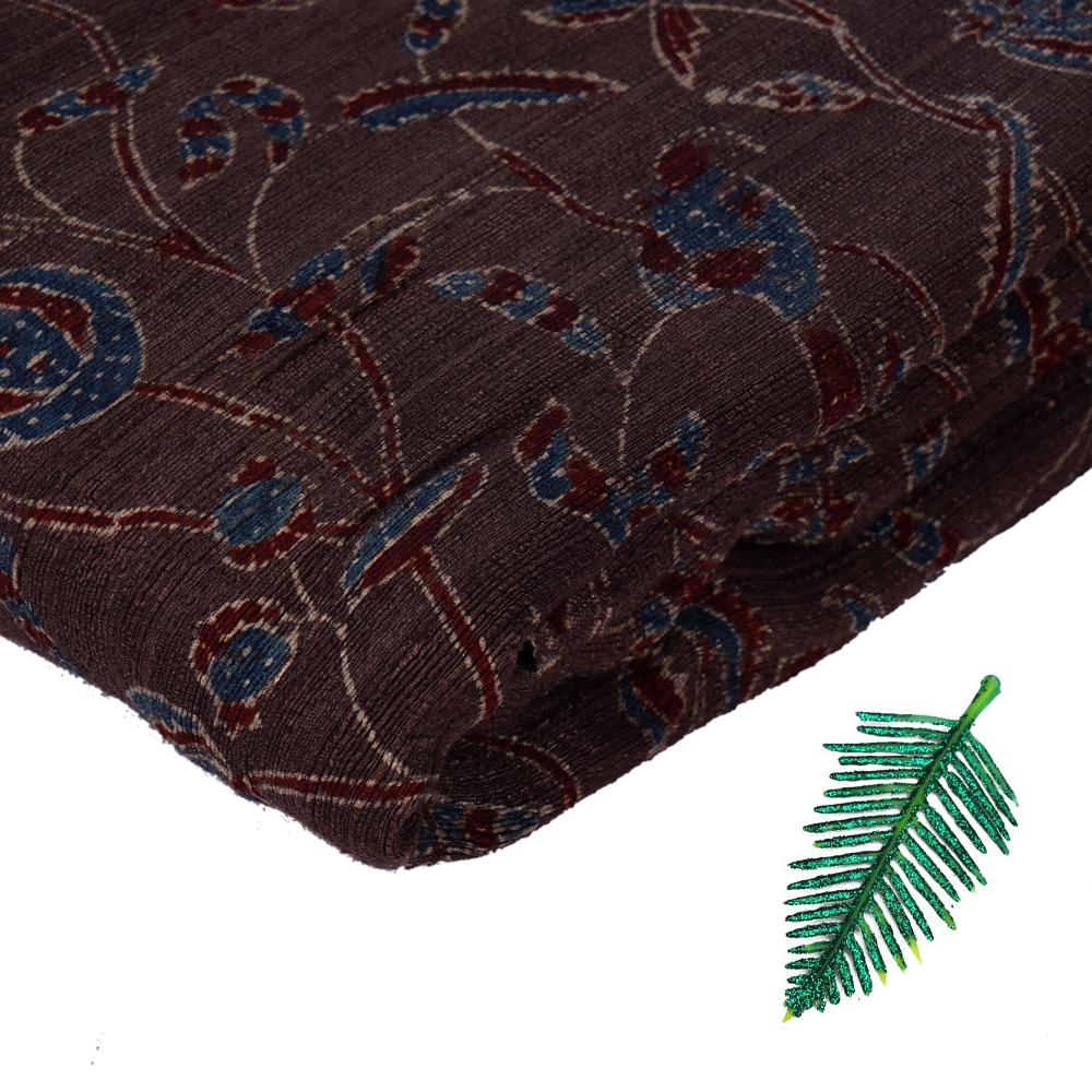 (Pre Cut 3 Mtr Piece) Penny Brown Color Handcrafted Ajrak Printed Modal Dobby Fabric