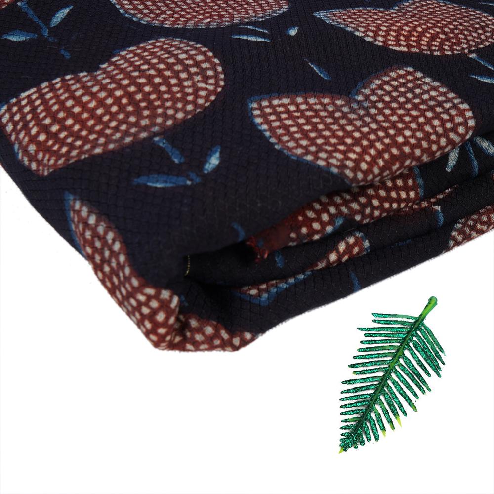 (Pre Cut 3 Mtr Piece) Black-Red Color Handcrafted Ajrak Printed Modal Dobby Fabric