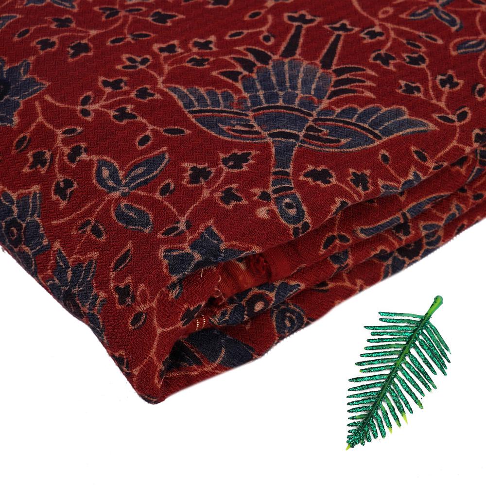 (Pre Cut 3 Mtr Piece) Red Color Handcrafted Ajrak Printed Modal Dobby Fabric
