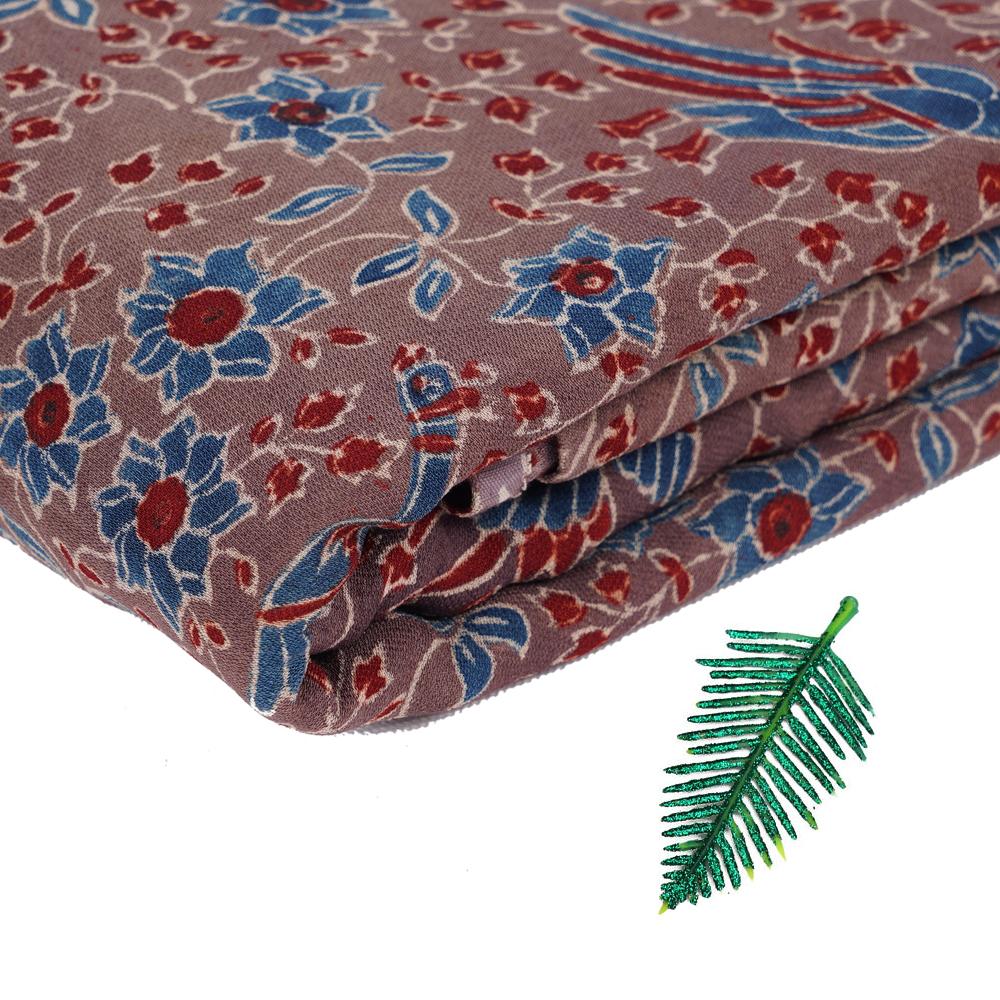 (Pre Cut 3 Mtr Piece) Penny Brown Color Handcrafted Ajrak Printed Modal Dobby Fabric
